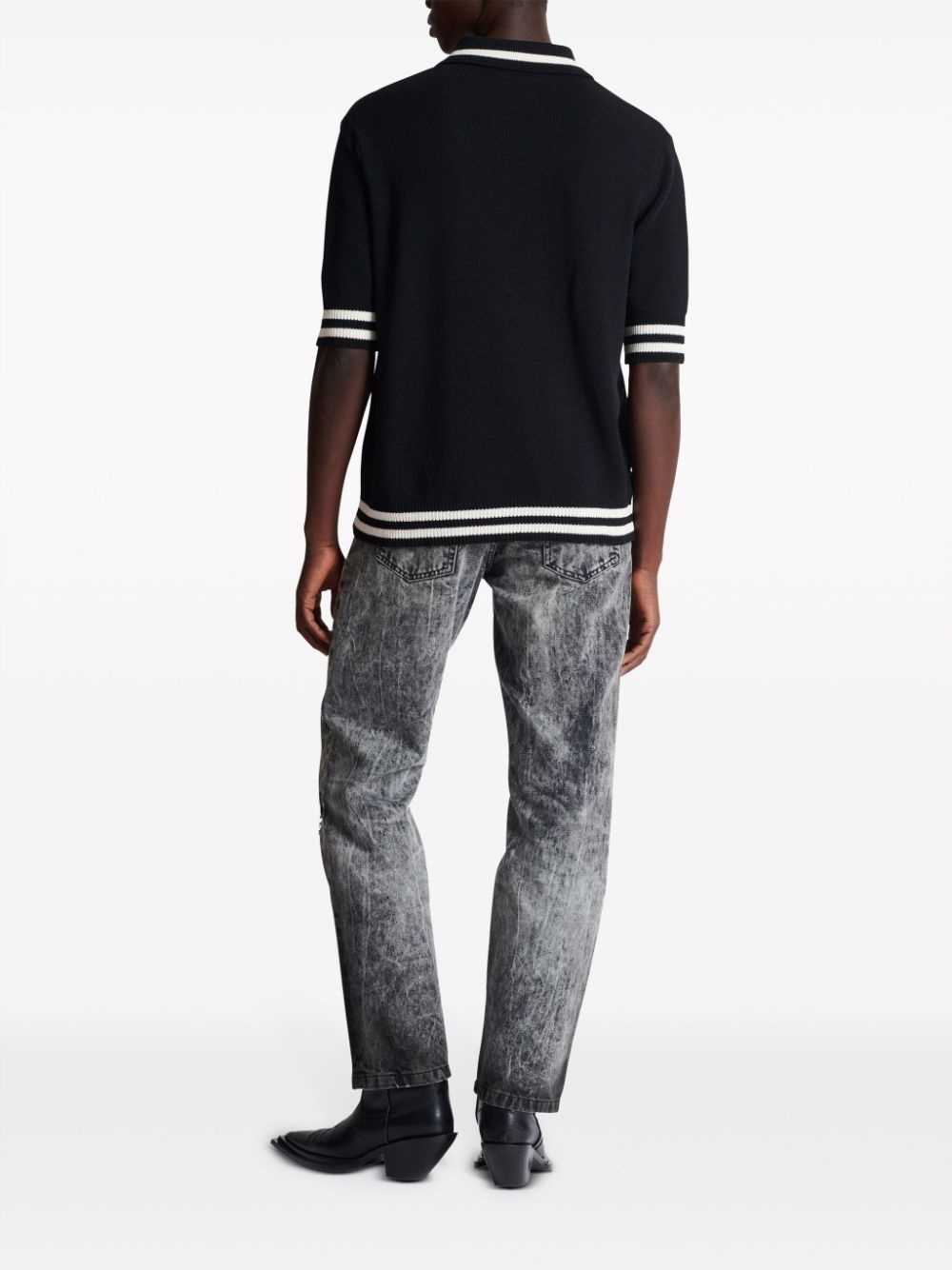 logo-embroidered striped polo shirt - 4