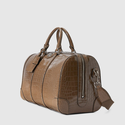 GUCCI Crocodile duffle bag with Double G outlook