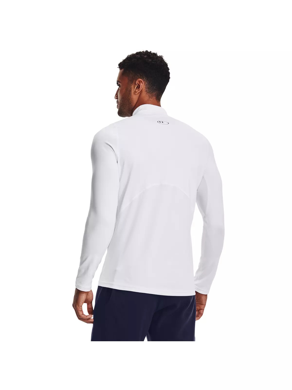 Men's ColdGear Armour Fitted Mock "White" Compression Shirt - 2