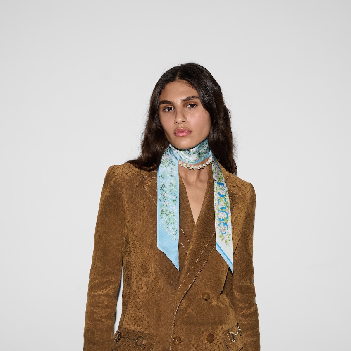 Gucci floral print silk neck bow - 3