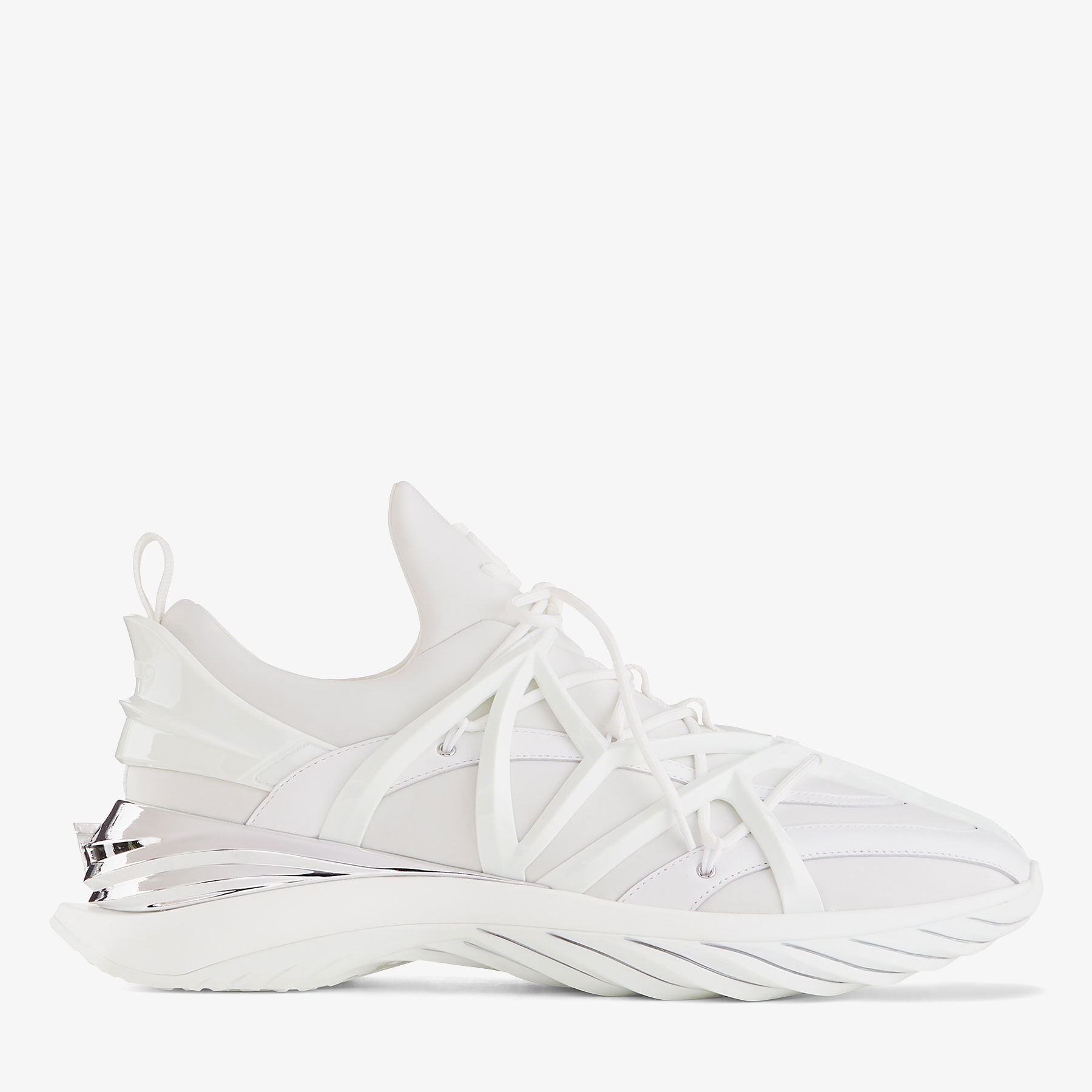 Cosmos/M
White and Silver Leather and Neoprene Low-Top Trainers - 1