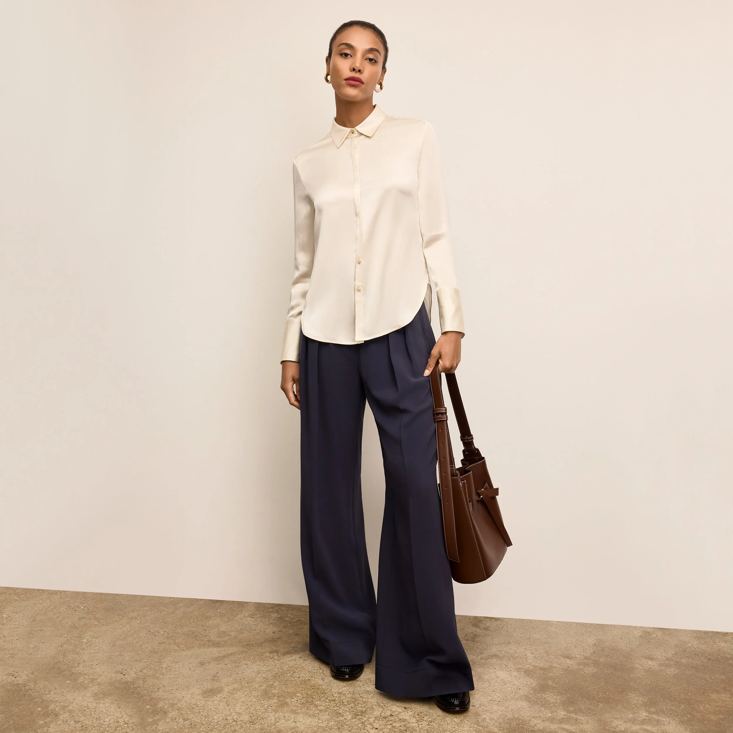 Tatum Button-Down Shirt - Silk Charmeuse Blend - 1