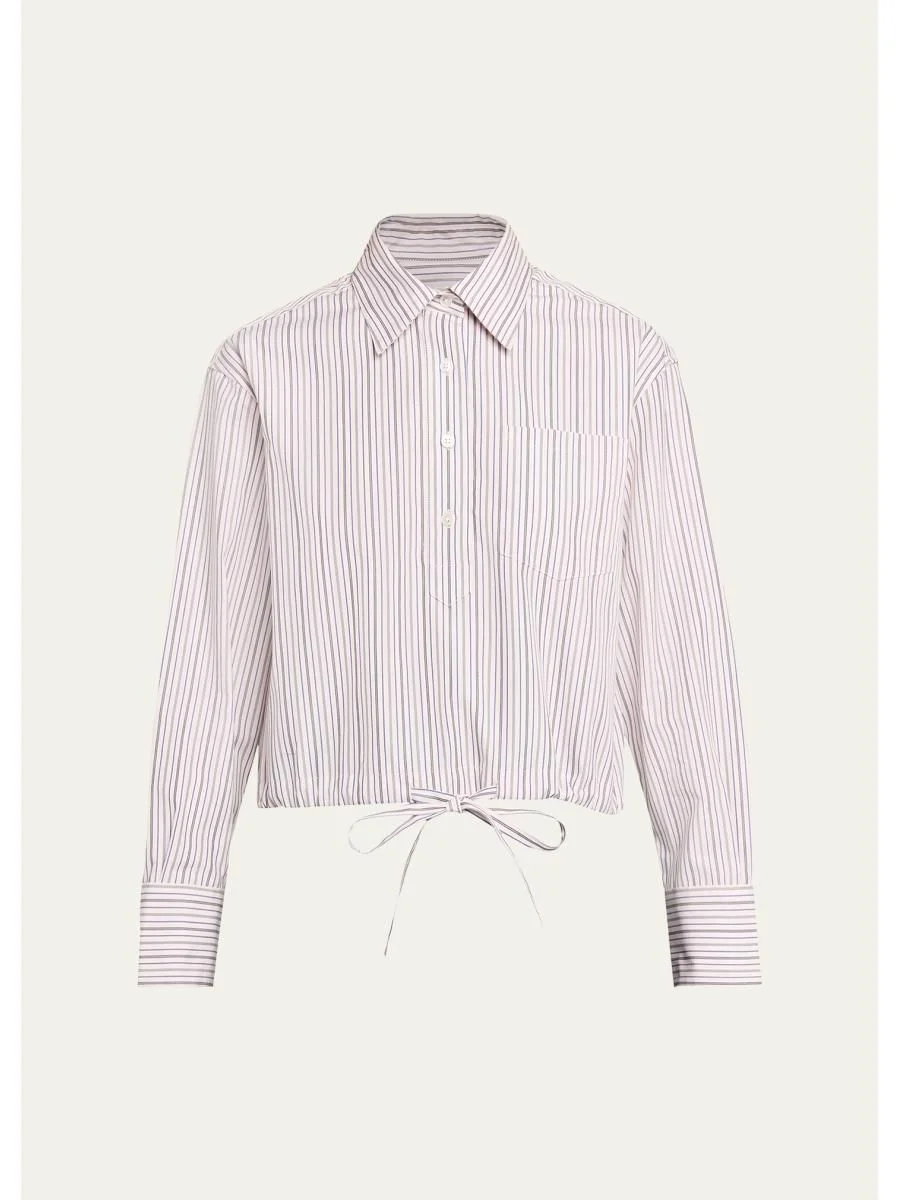 The CC Striped Drawstring Cotton Shirt - 1
