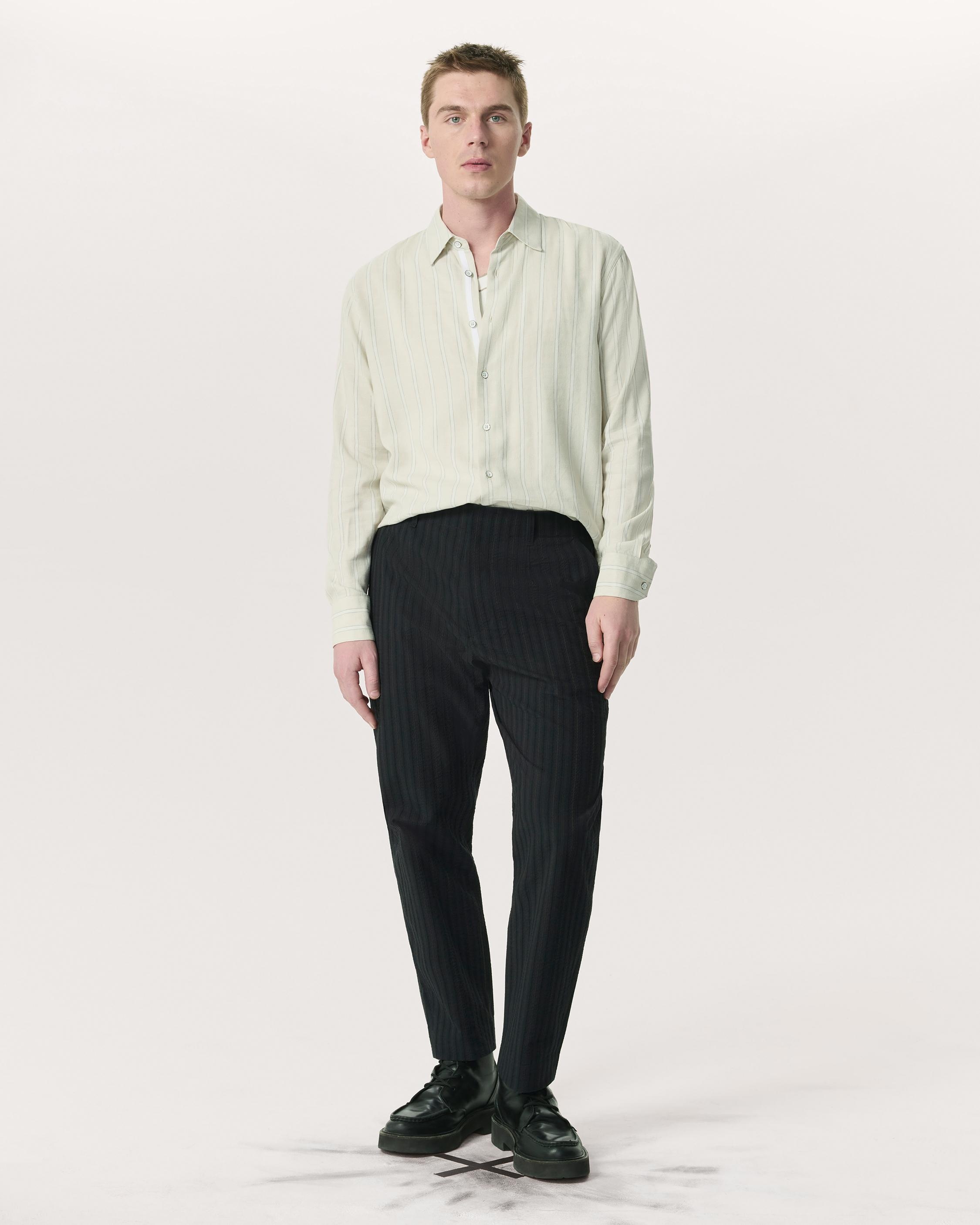 Shift Textured-Stripe Cotton-Silk Trousers - 2