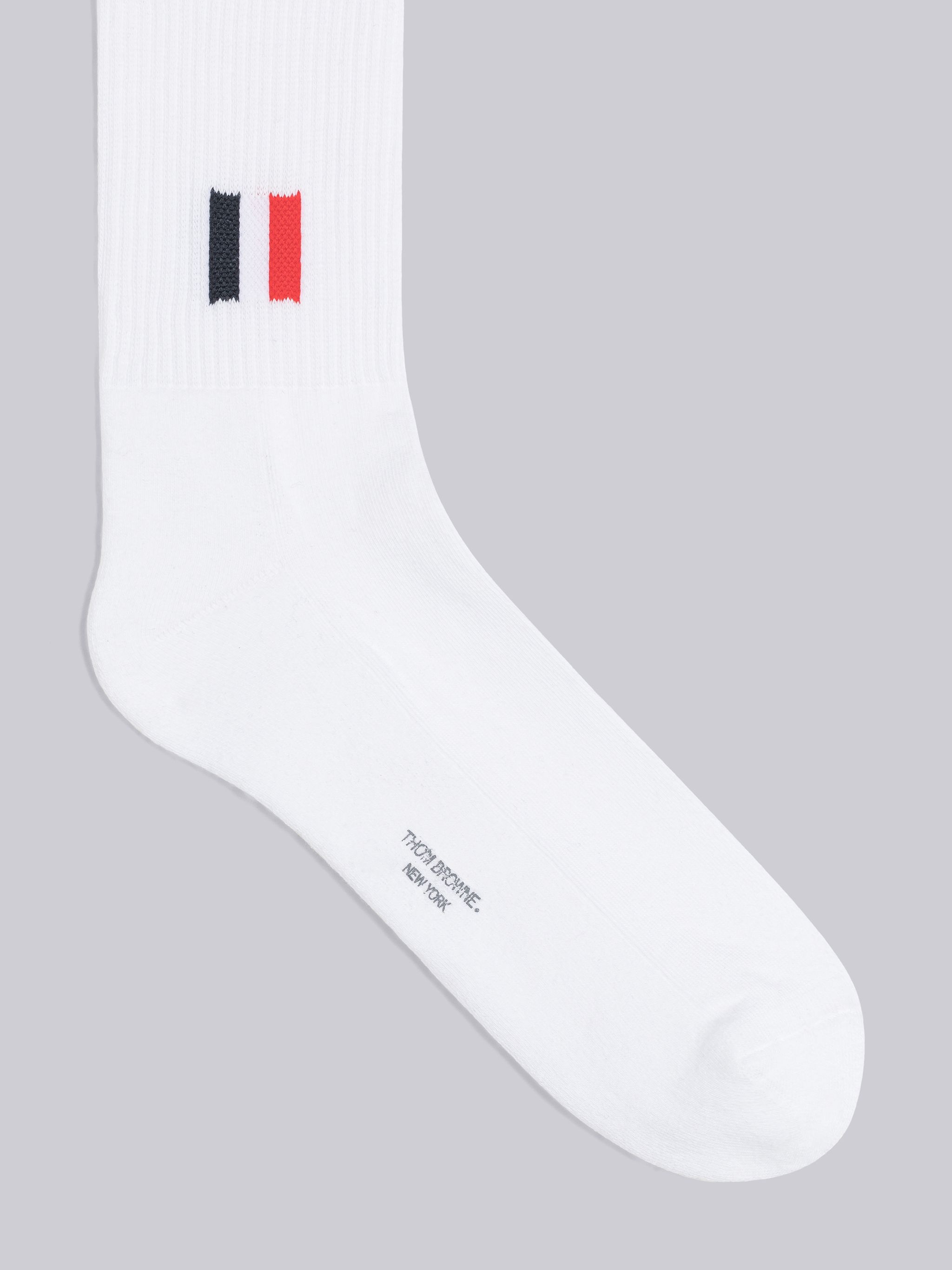 Cotton Intarsia Stripe Athletic Mid Calf Socks - 2