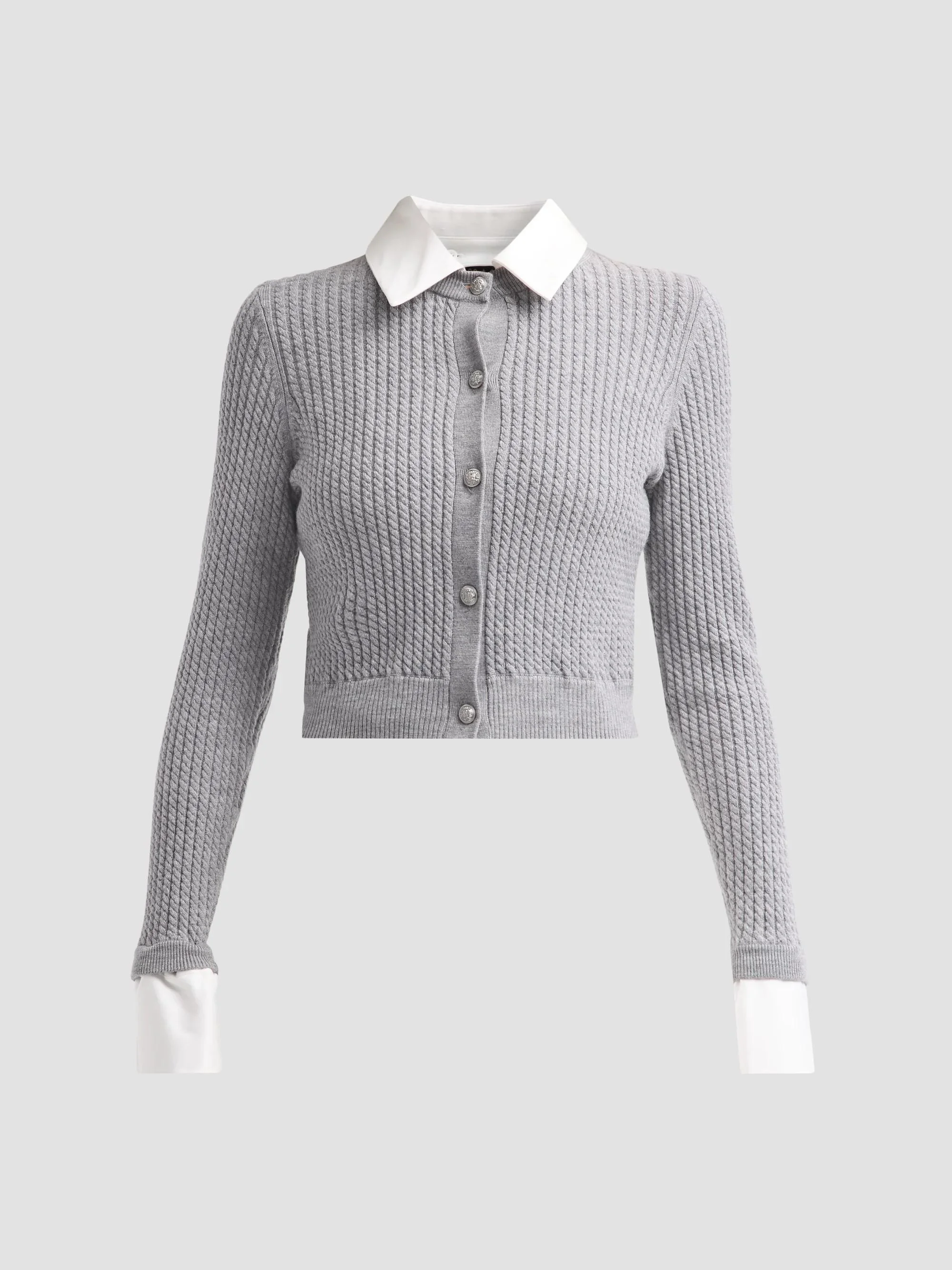 Women's Dollie Wool-Blend Cardigan - Medium Heather Grey - 1