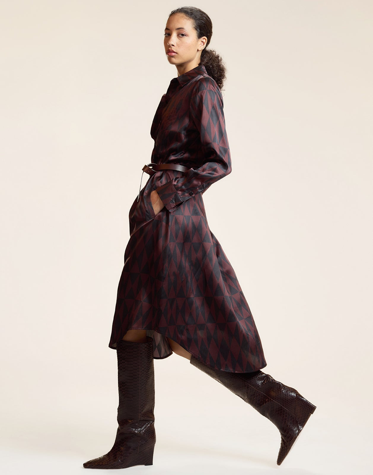 Silk Pintuck Shirt Dress - 5
