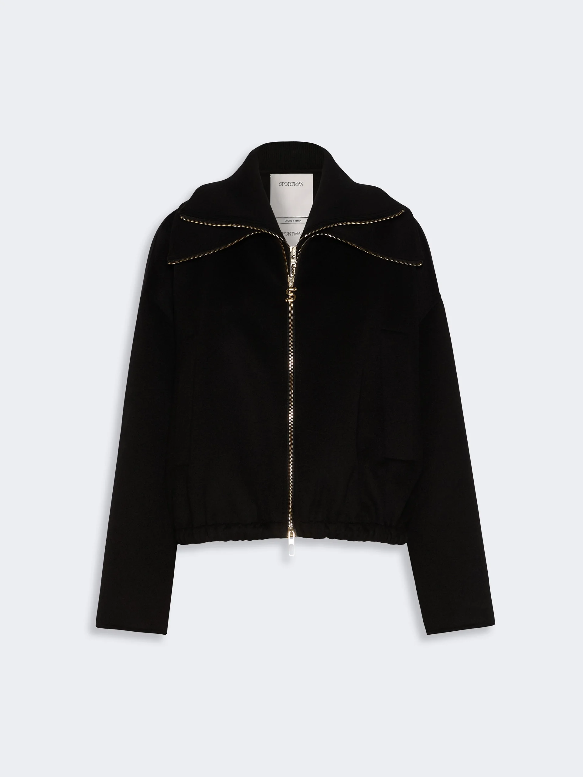 EMIRO Pure wool bomber jacket with removable bib - BLACK - 1