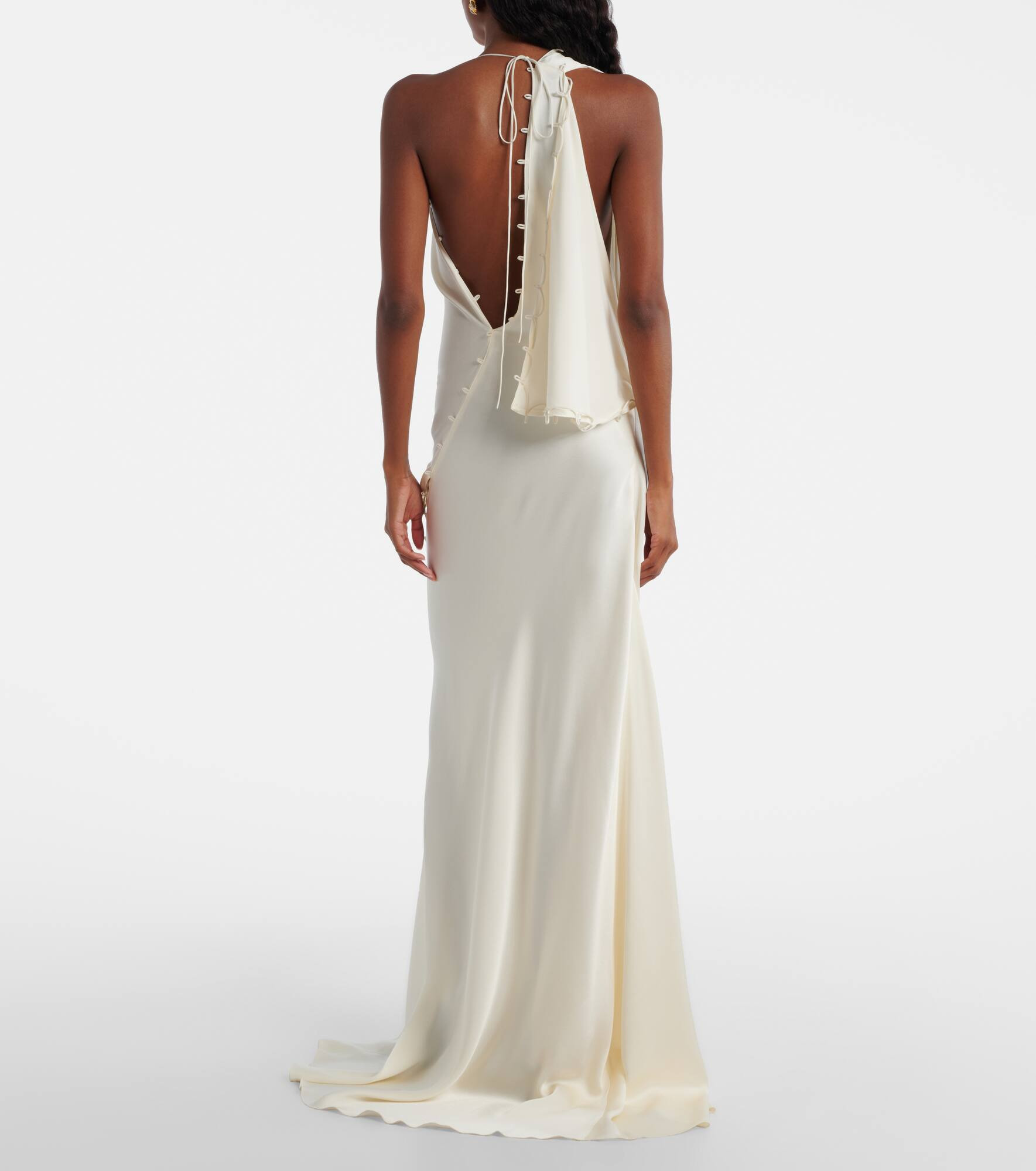 Draped crêpe satin gown - 3