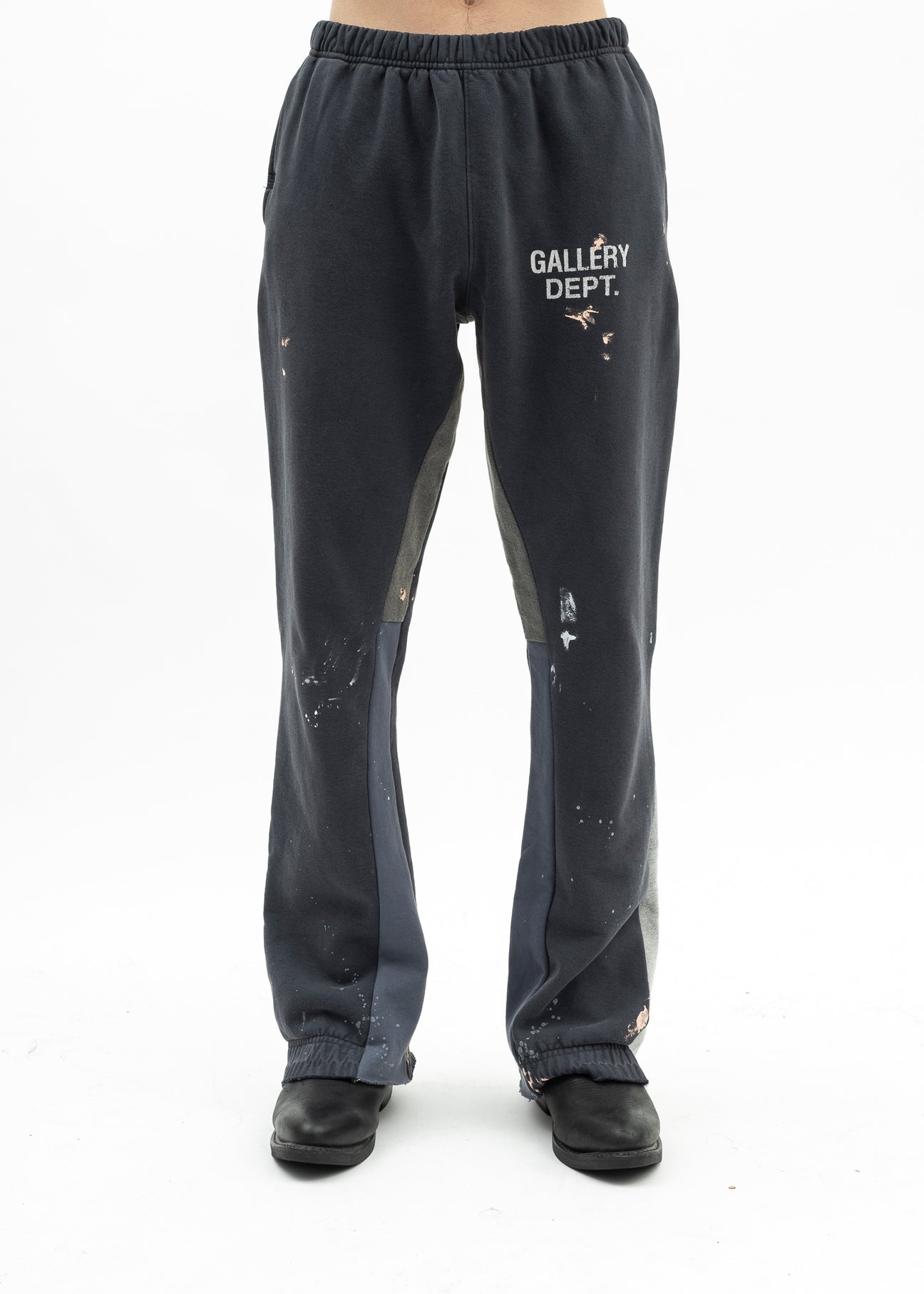 Gallery Dept Painted Flare Washed Black Sweatpants - 1