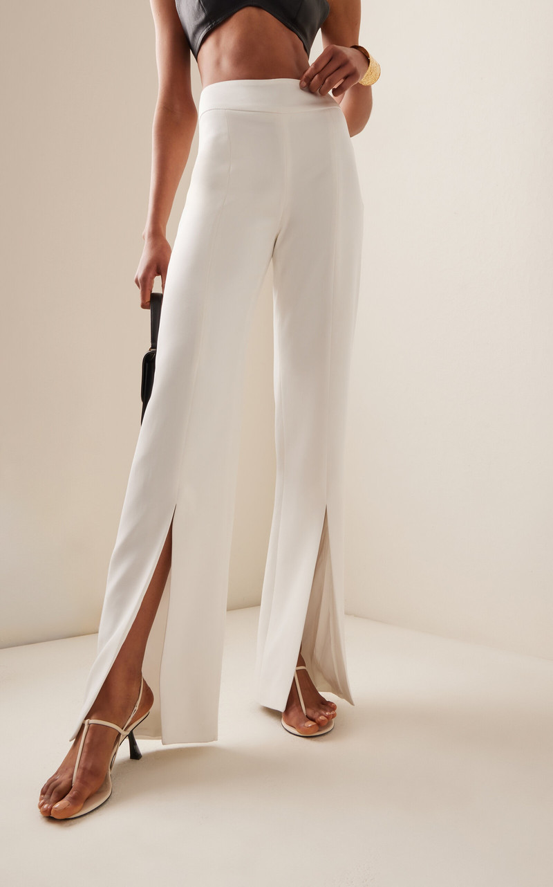 High-Rise Crepe Straight-Leg Pants white 3