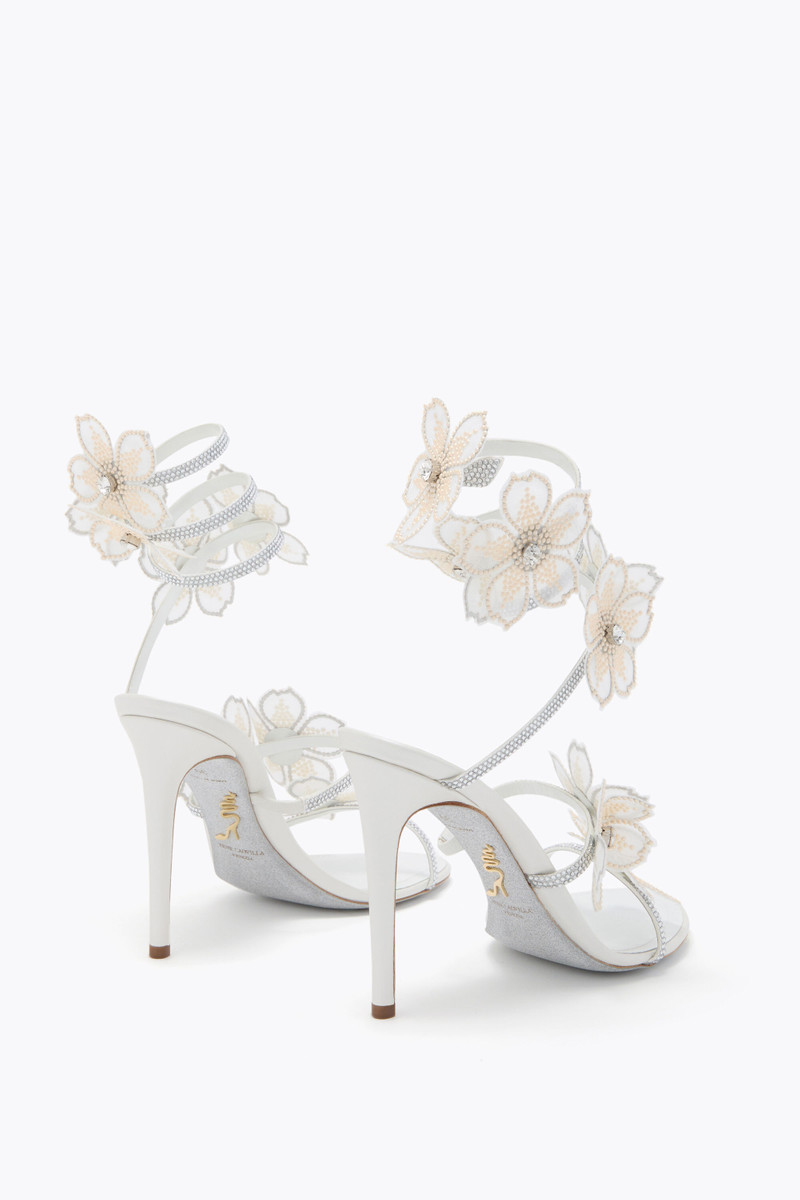 RENE CAOVILLA PEACH FLOWER IVORY SANDAL 105 outlook