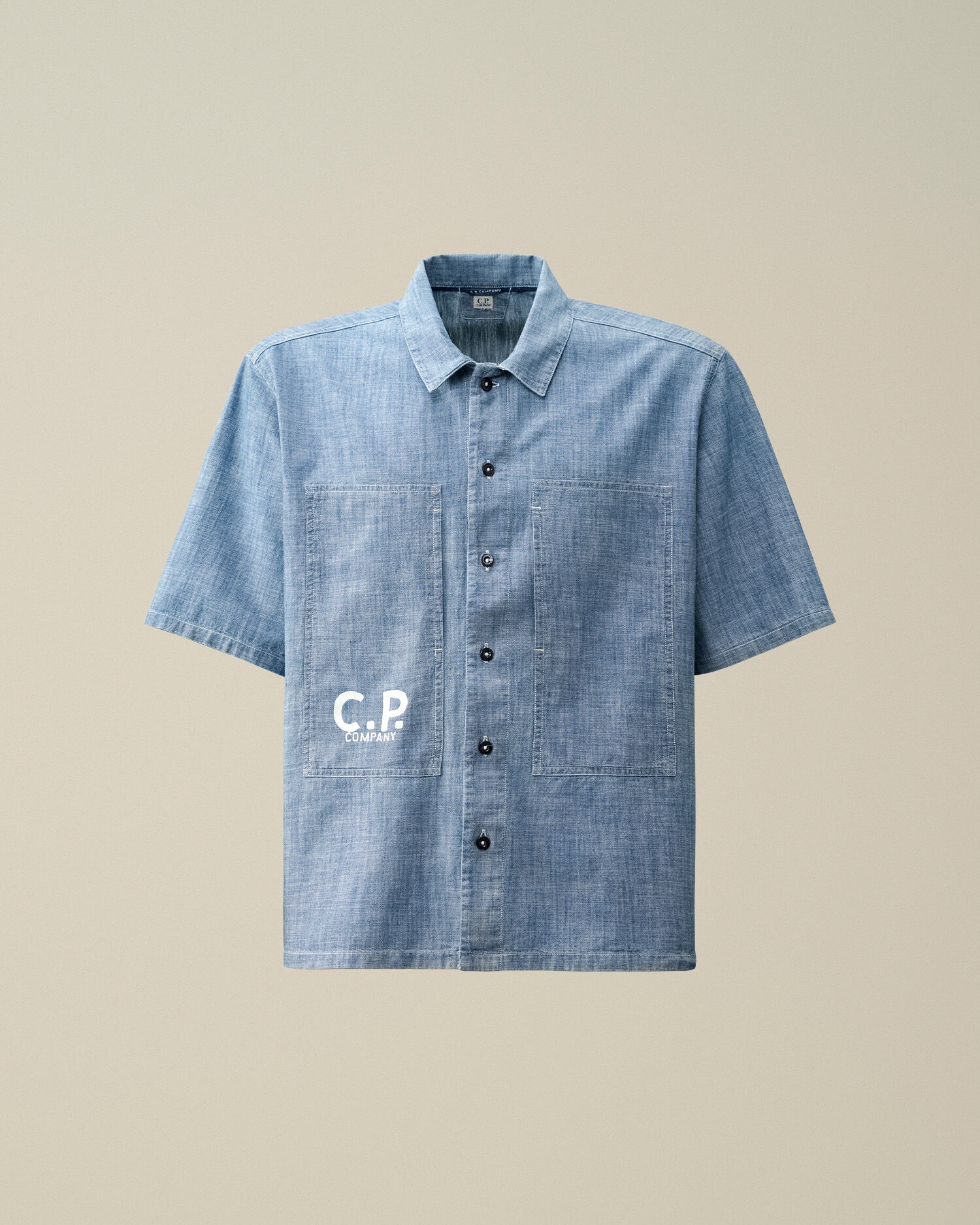 Chambray Short Sleeved Logo Shirt - 1