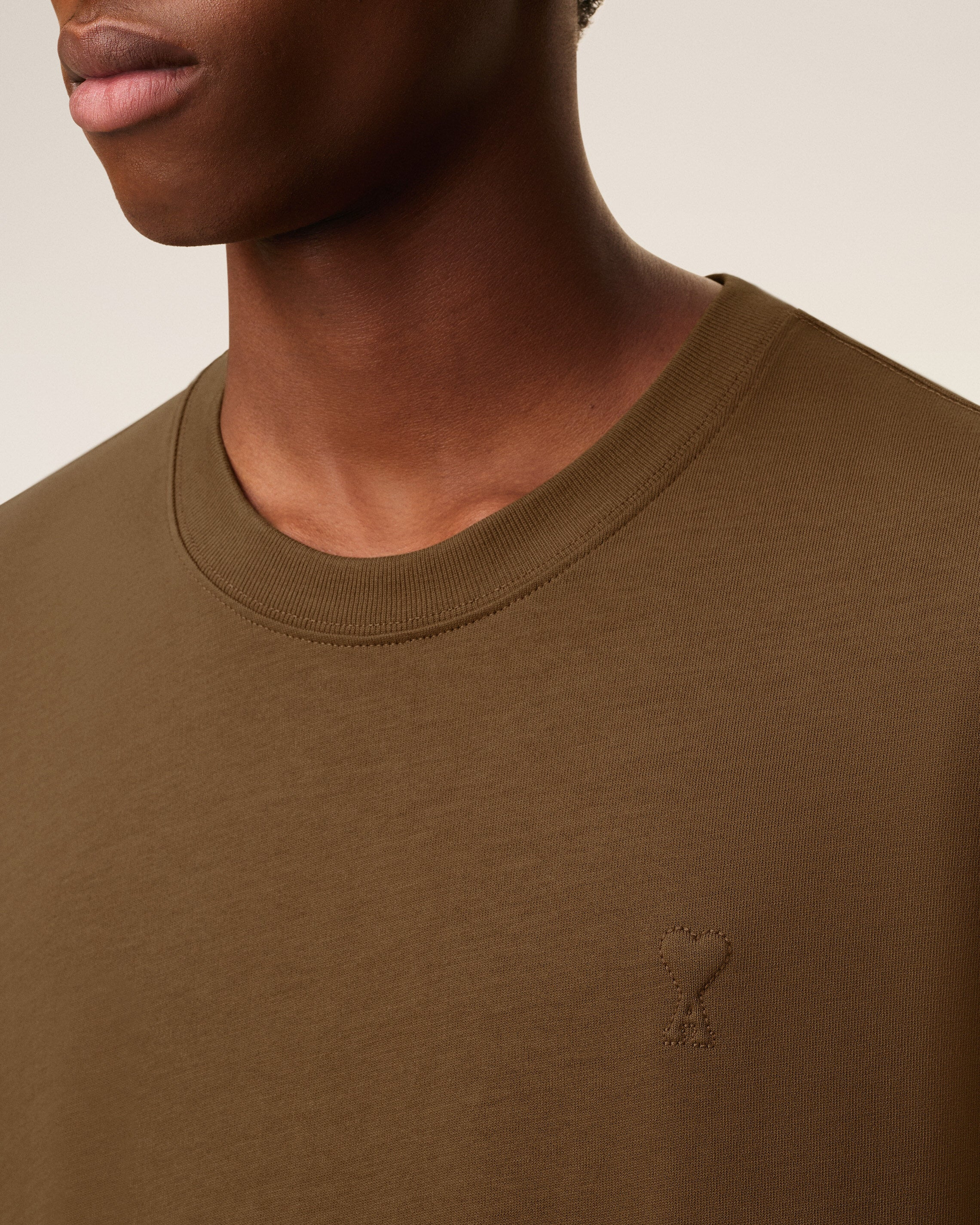 BROWN COTTON AMI DE COEUR T-SHIRT - 4