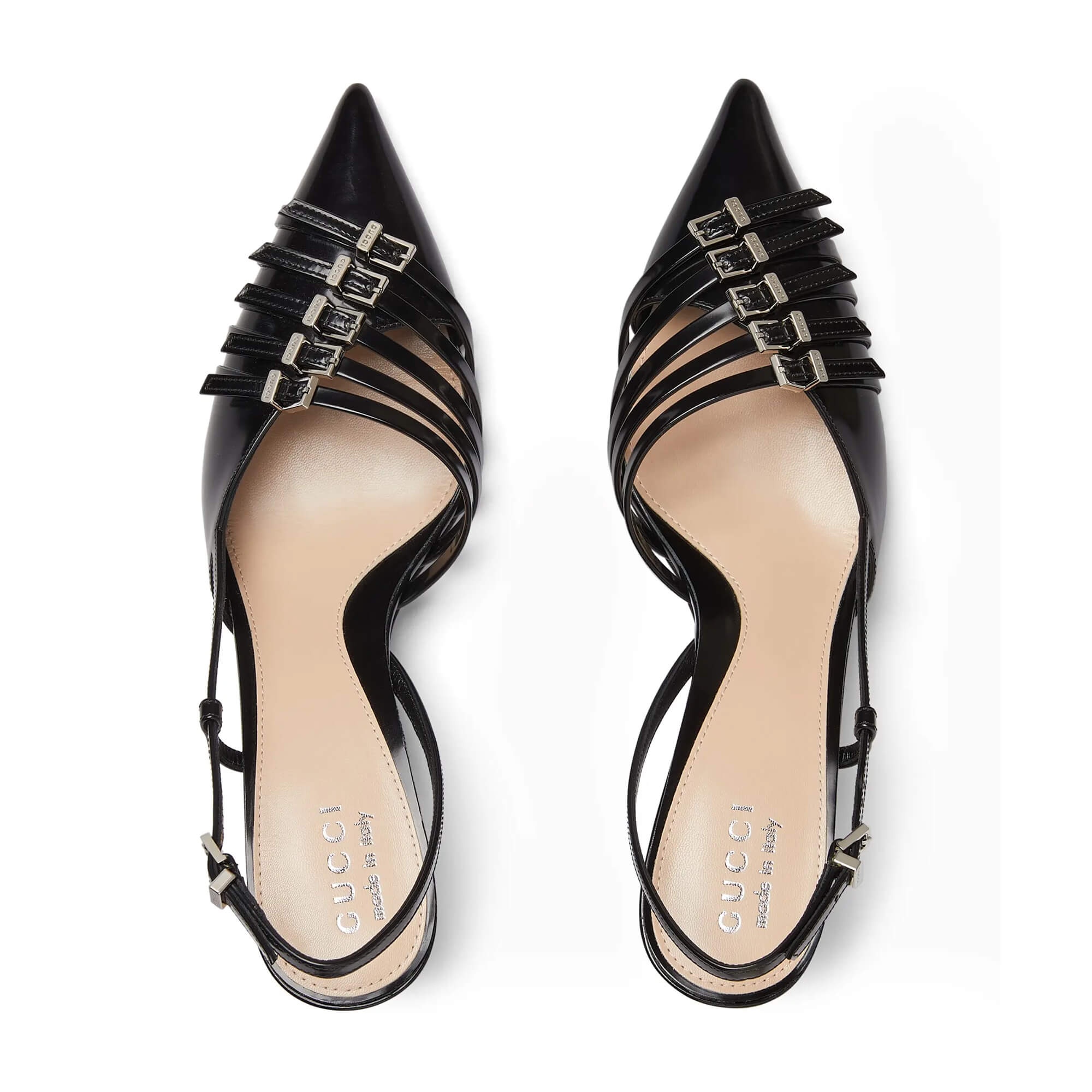 Gucci Regent Leather Buckles Slingback Pumps - 2