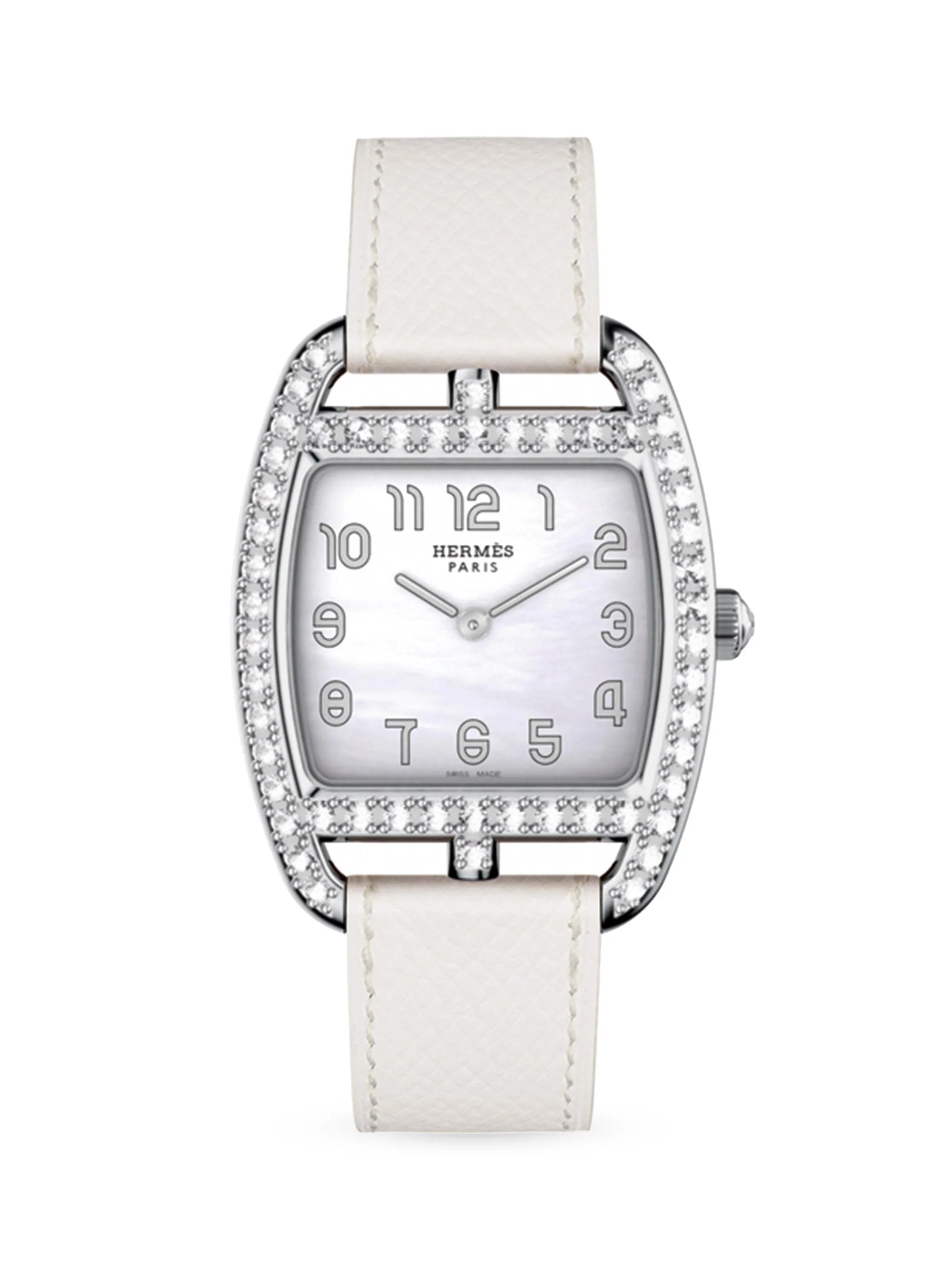 Women's Cape Cod Tonneau Stainless Steel, 1.3 TCW Diamond & Leather Strap Watch - White - 1