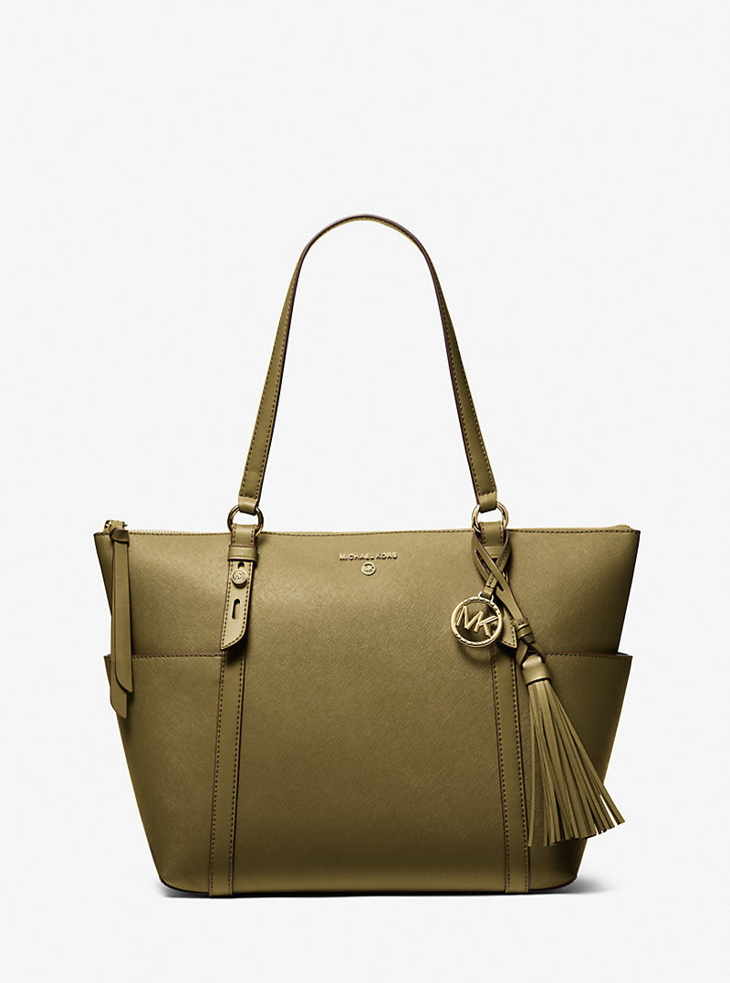 Sullivan Large Saffiano Leather Top-Zip Tote Bag 1