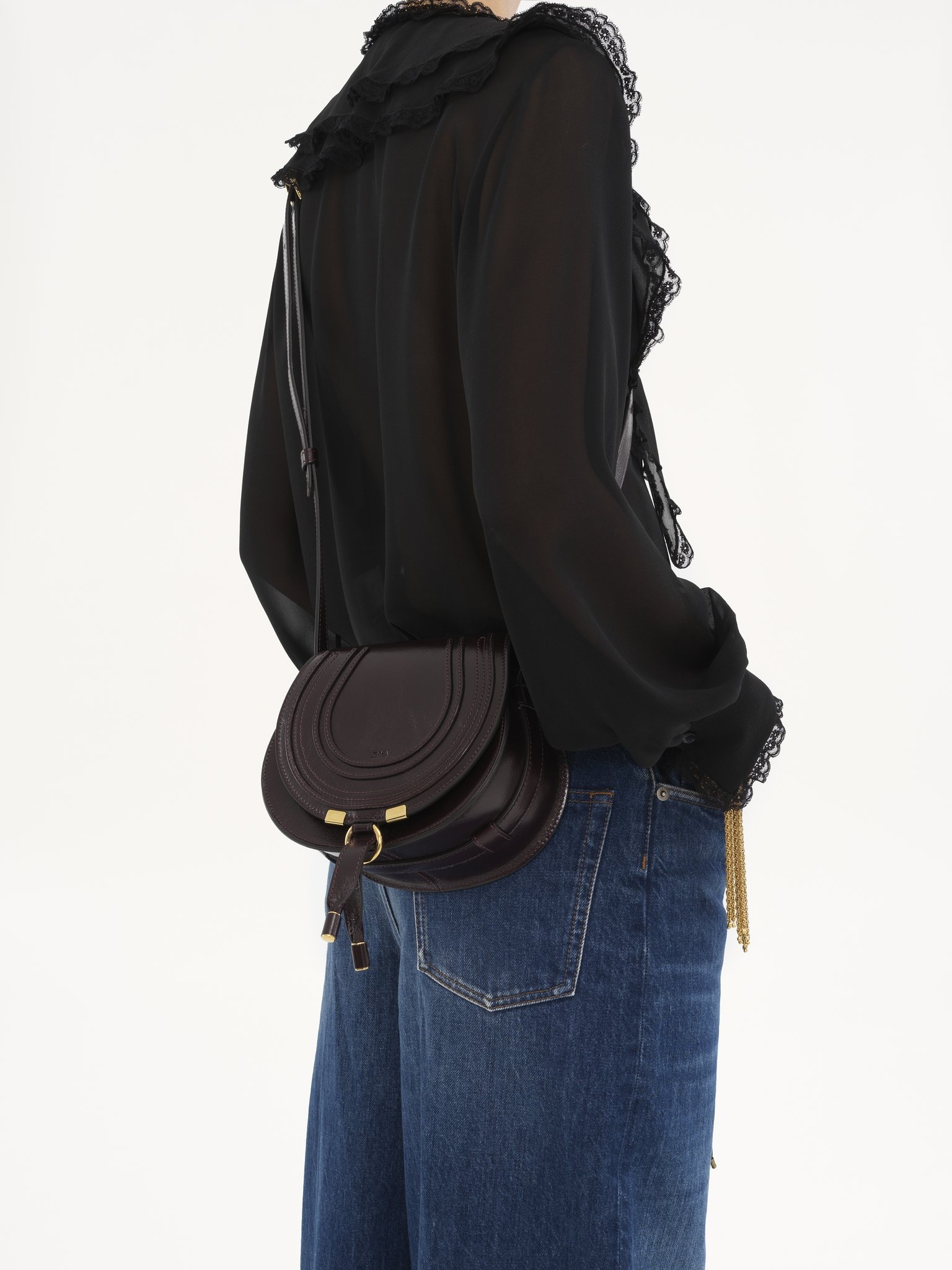 SMALL MARCIE SADDLE BAG IN SHINY LEATHER - 2
