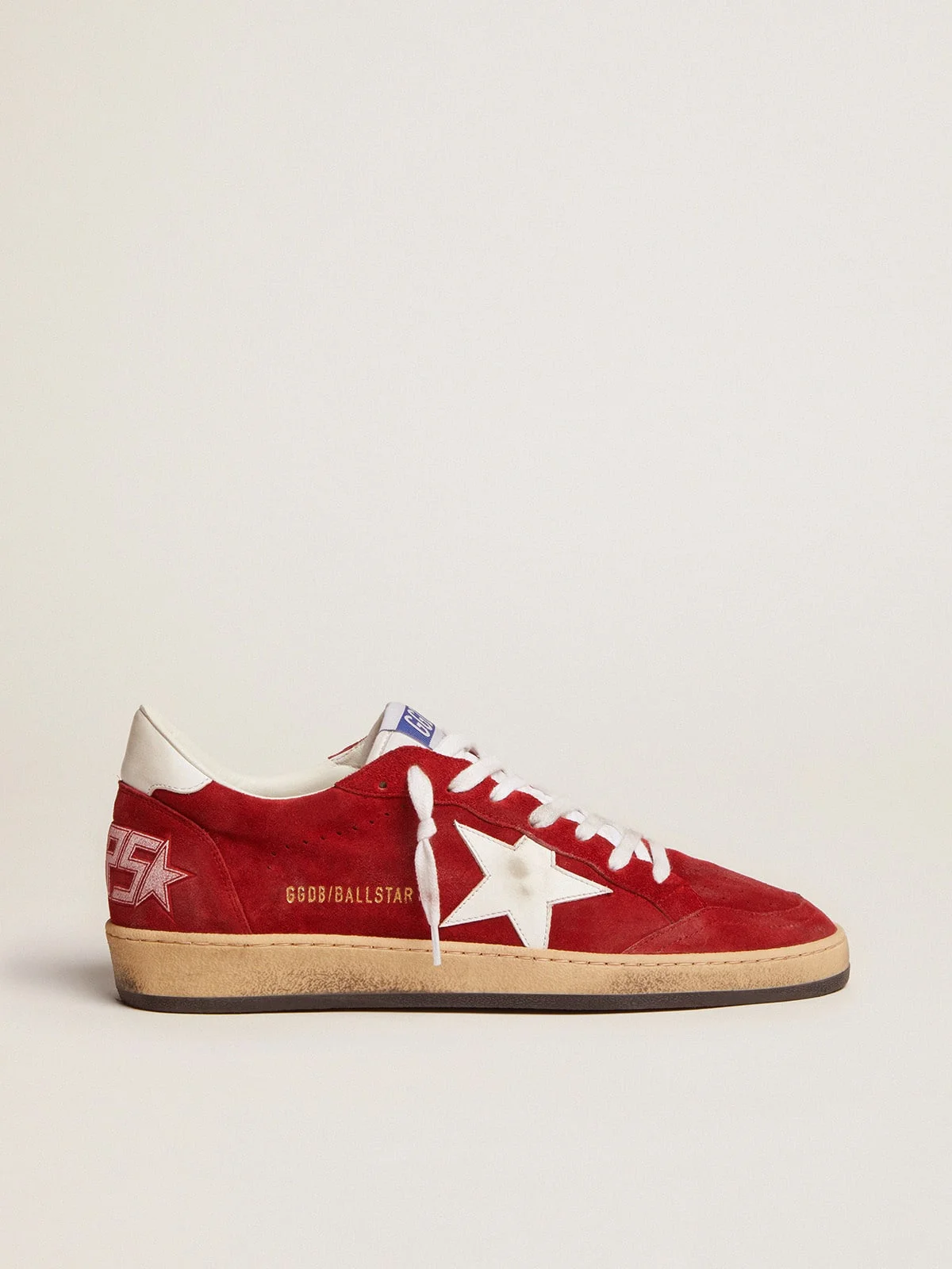 Men's Ball Star in dark red suede with white star and heel tab - 1