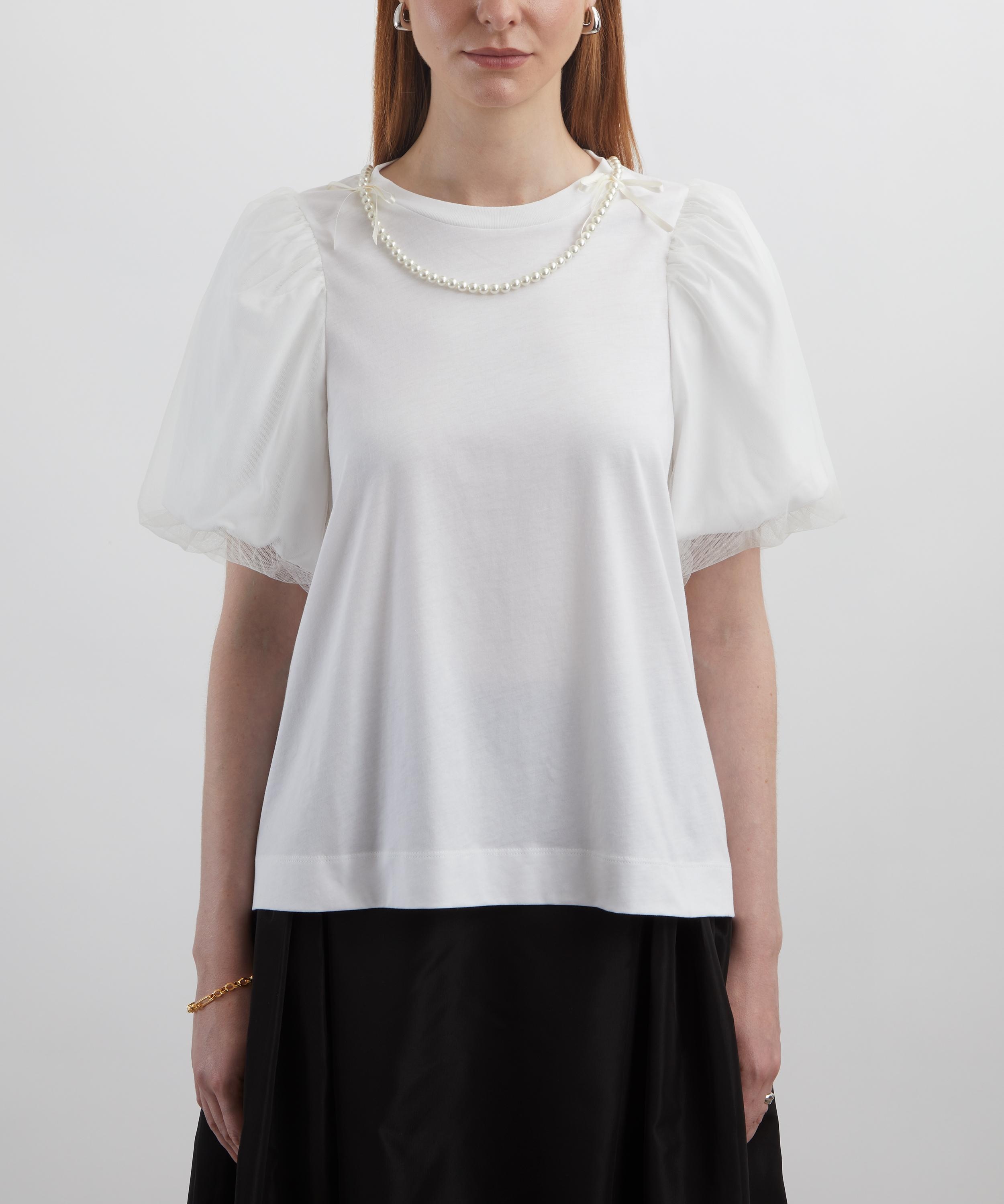 Overlay Puff-Sleeve Pearl T-Shirt - 3