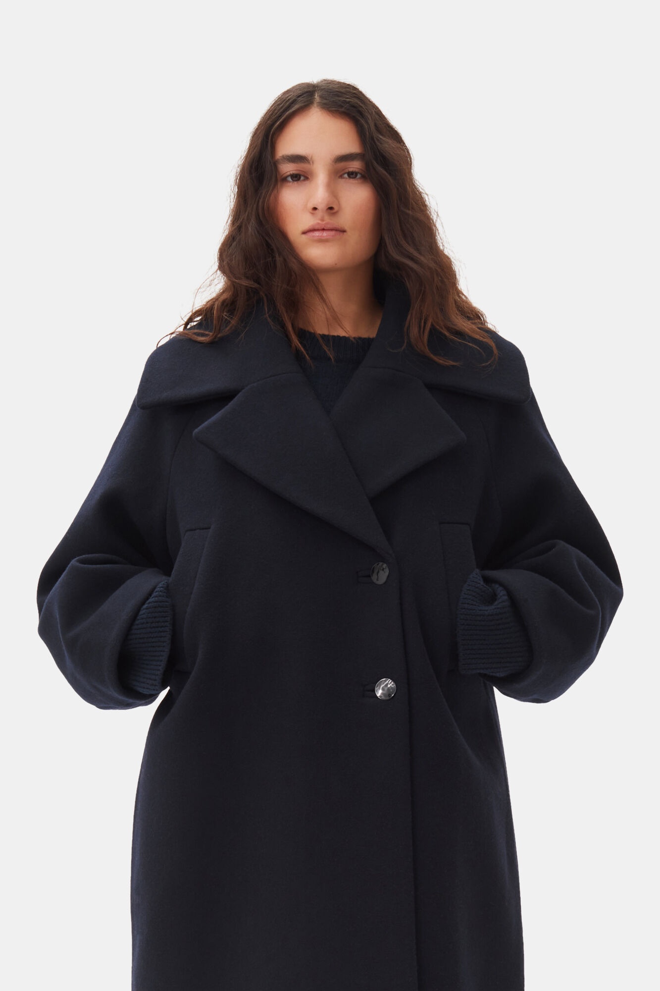 DARK BLUE WOOL COAT - 3