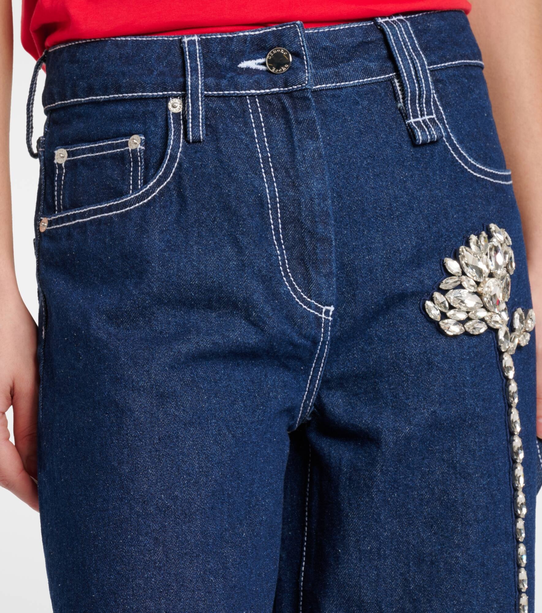 Crystal-embellished straight jeans - 4