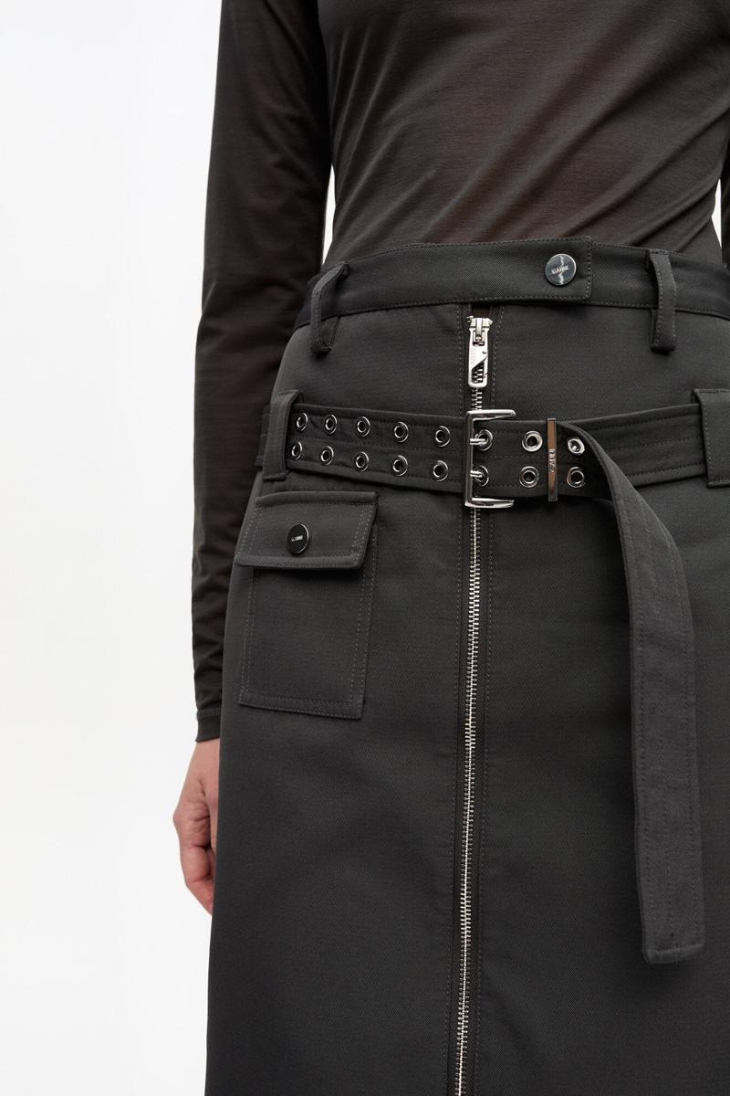 BLACK HEAVY TWILL MIDI SKIRT 5