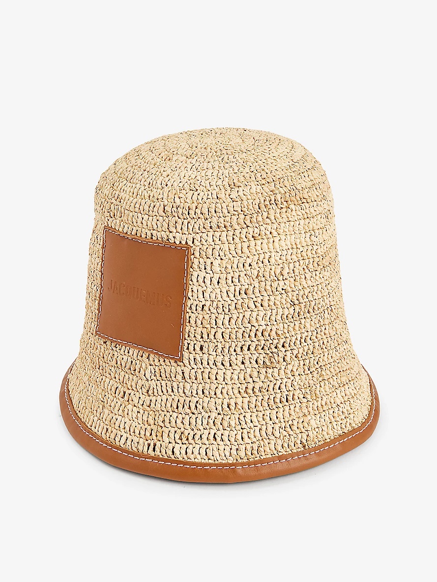 Le Bob Soli brand-patch raffia bucket hat - 1