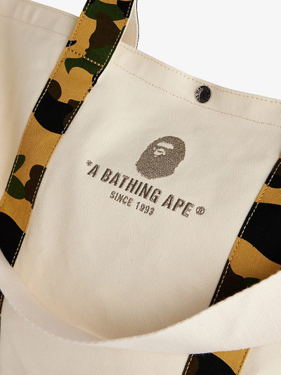 A BATHING APE® Logo-embroidered camo-trim cotton tote bag outlook