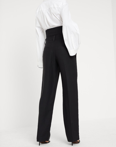 Brunello Cucinelli Viscose and linen fluid twill loose straight trousers with removable corset waistband and monili outlook