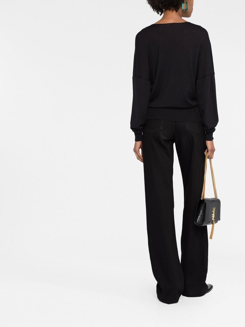 plunging V-neck knit top - 4