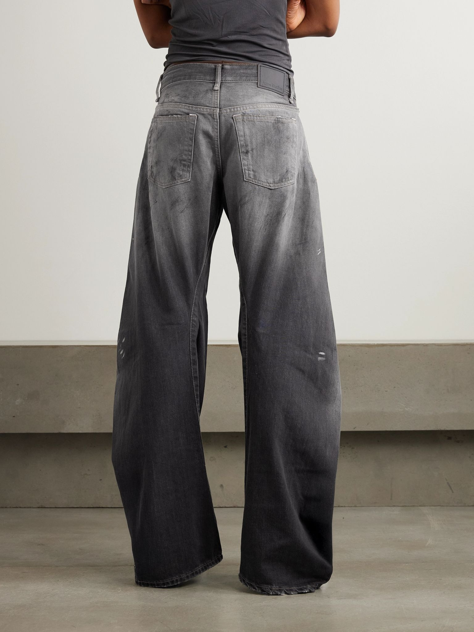 2006 paint-splattered low-rise barrel-leg jeans Gray - 4