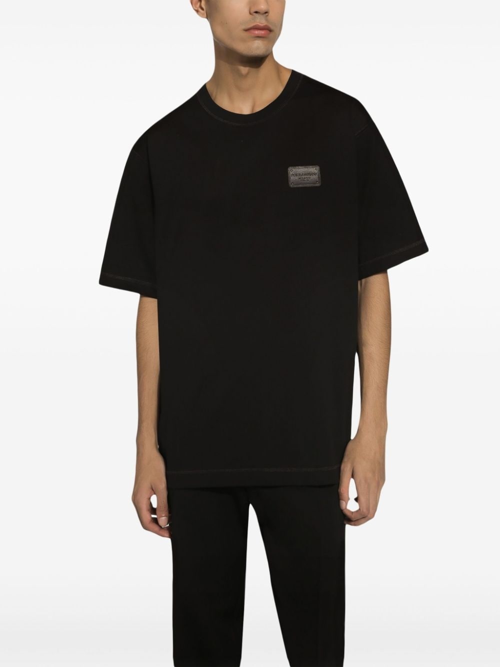 branded-tag cotton T-shirt - 2