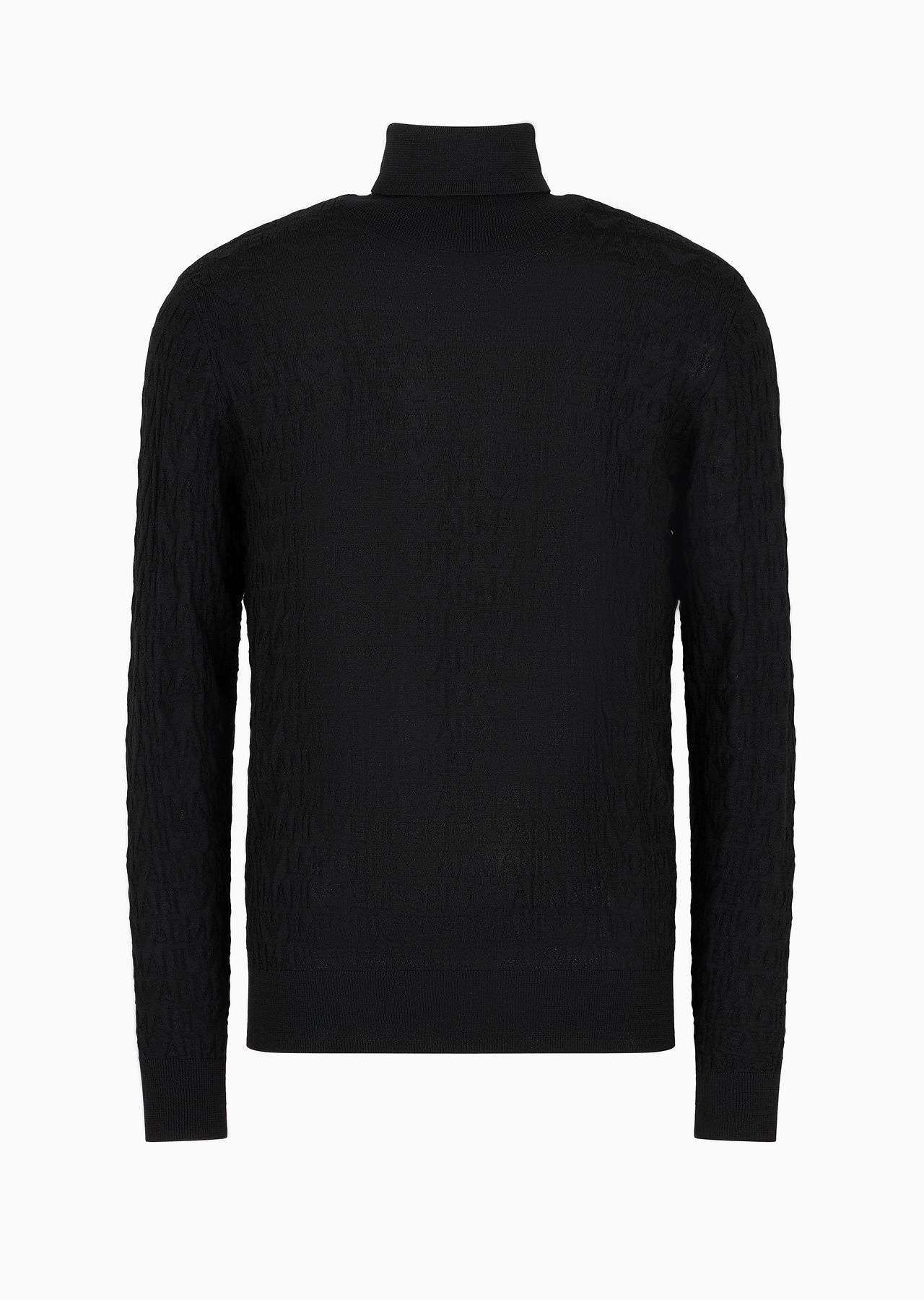 Virgin-wool rollneck jumper with all-over devoré lettering - 1