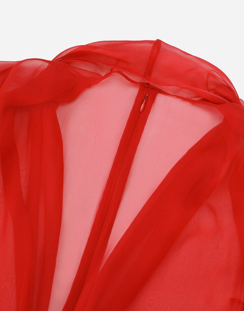 Long silk chiffon dress with bow detail 10
