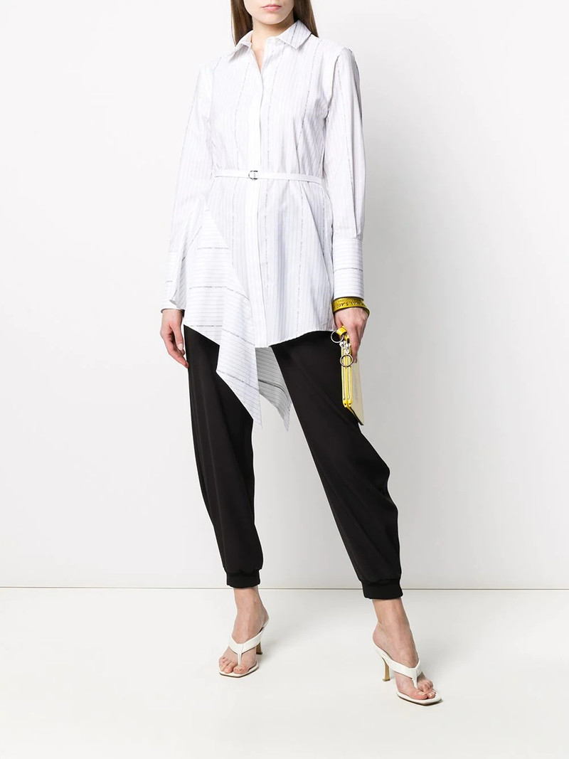 Off-White striped asymmetric mini shirt dress outlook