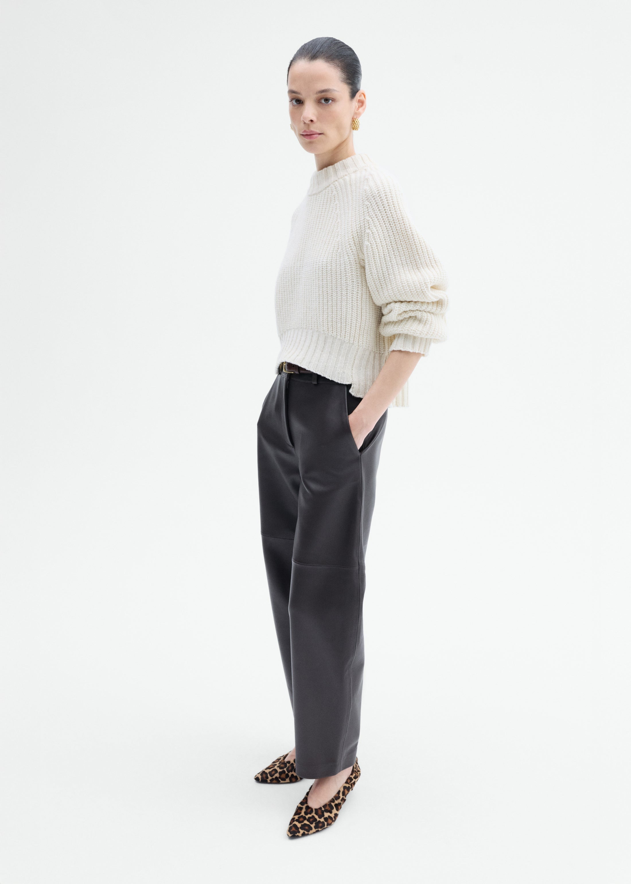 Wool Blend Cropped Sweater - 2