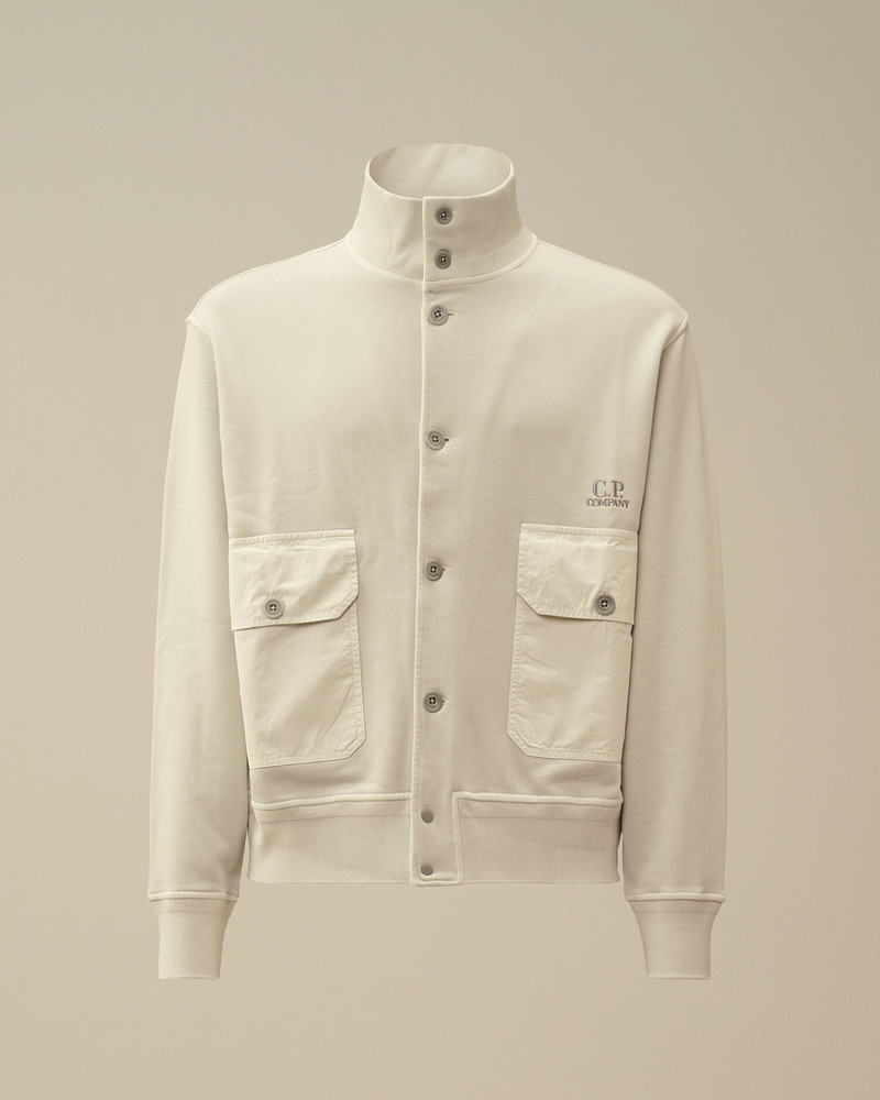 Cotton Diagonal Fleece Resist Dyed Button Sweatshirt 1