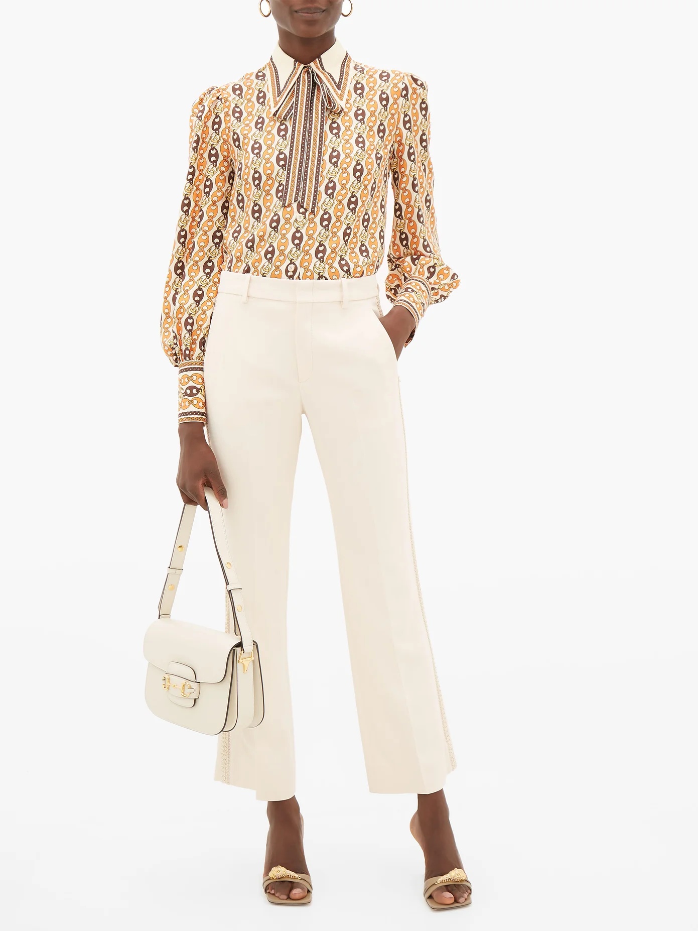 Passementerie-striped crepe trousers - 2