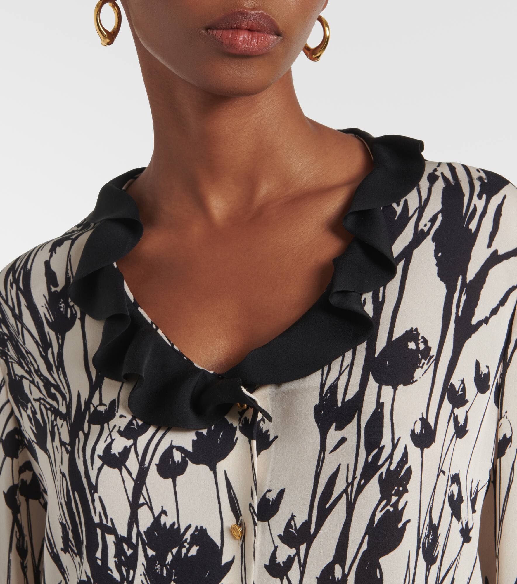 Samantha floral ruffled silk blouse - 4