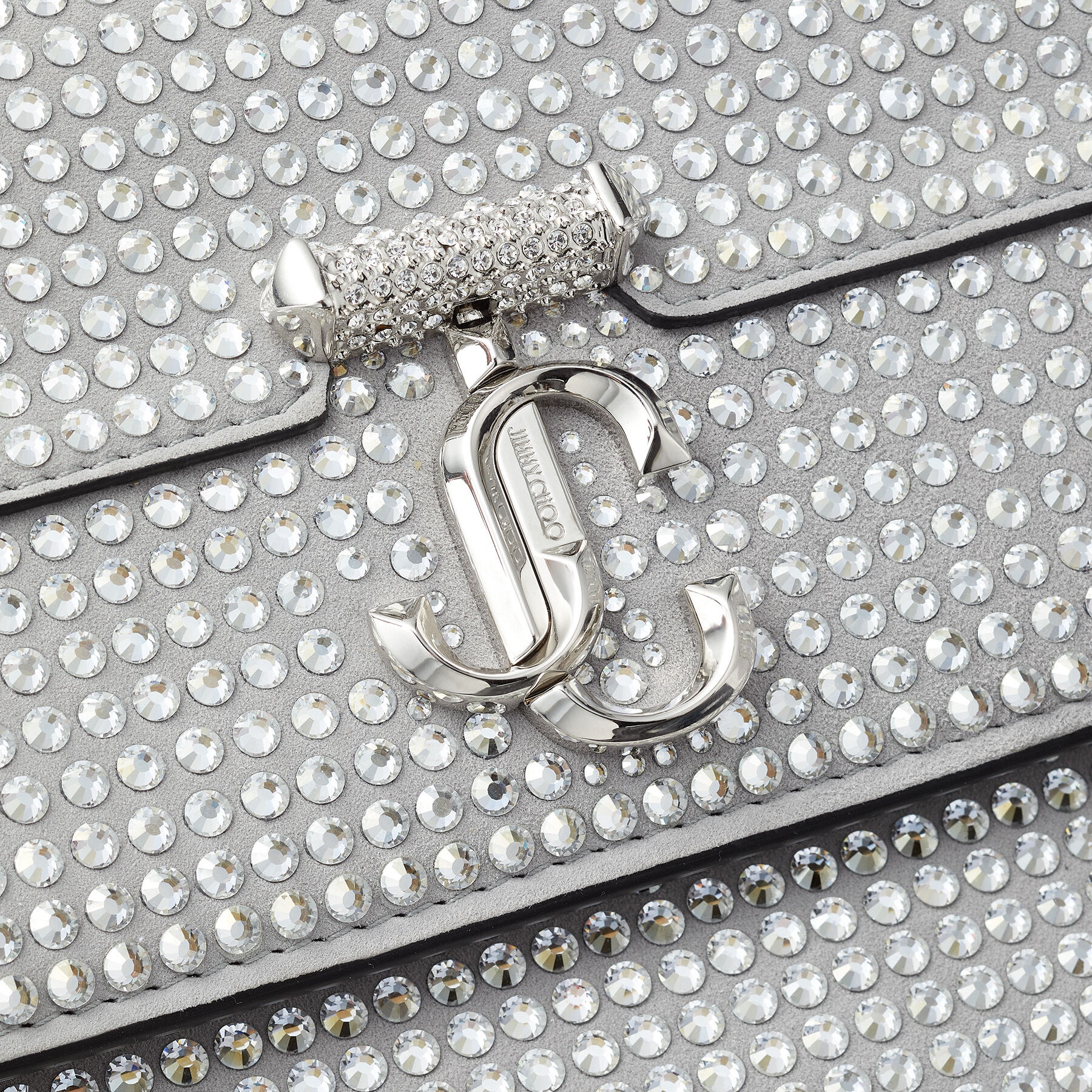 Varenne Quad XS
Silver Suede Shoulder Bag with Crystal Embellishment - 6