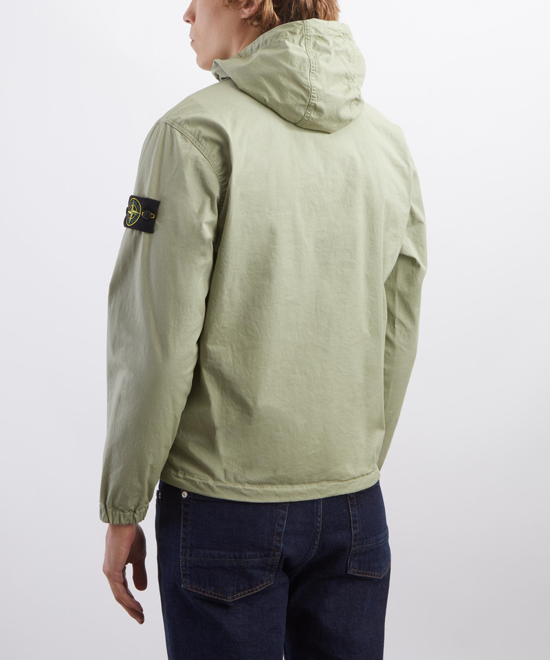 Stretch Cotton Twill Hooded Overshirt in Laurel Green 4
