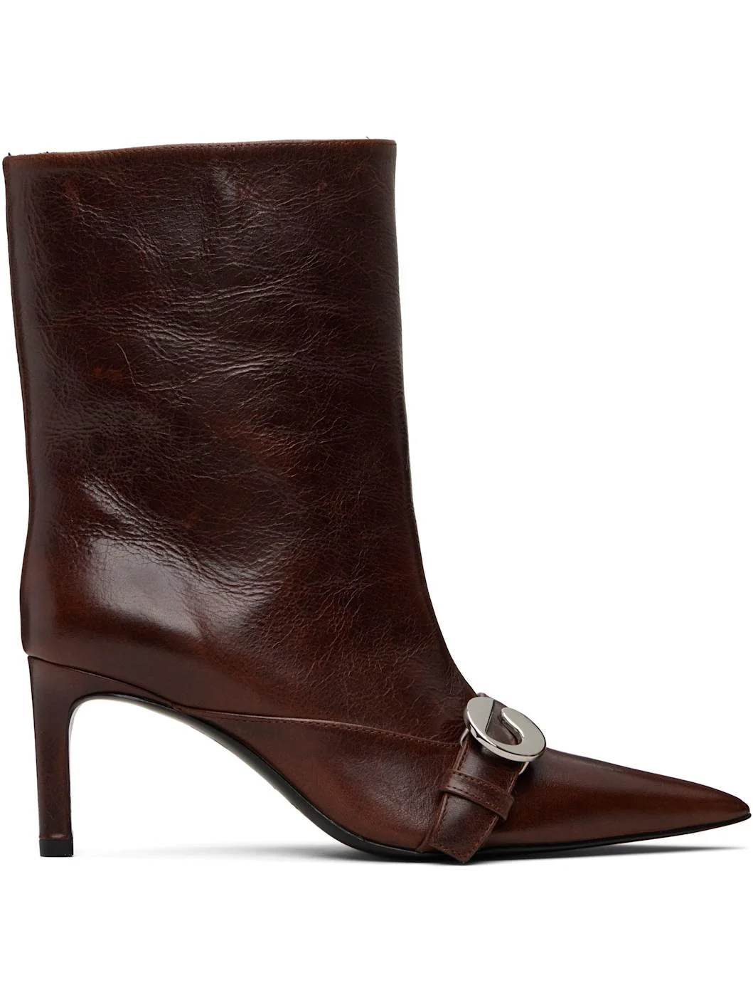 Brown Ankle Heeled Belt Boots - 1