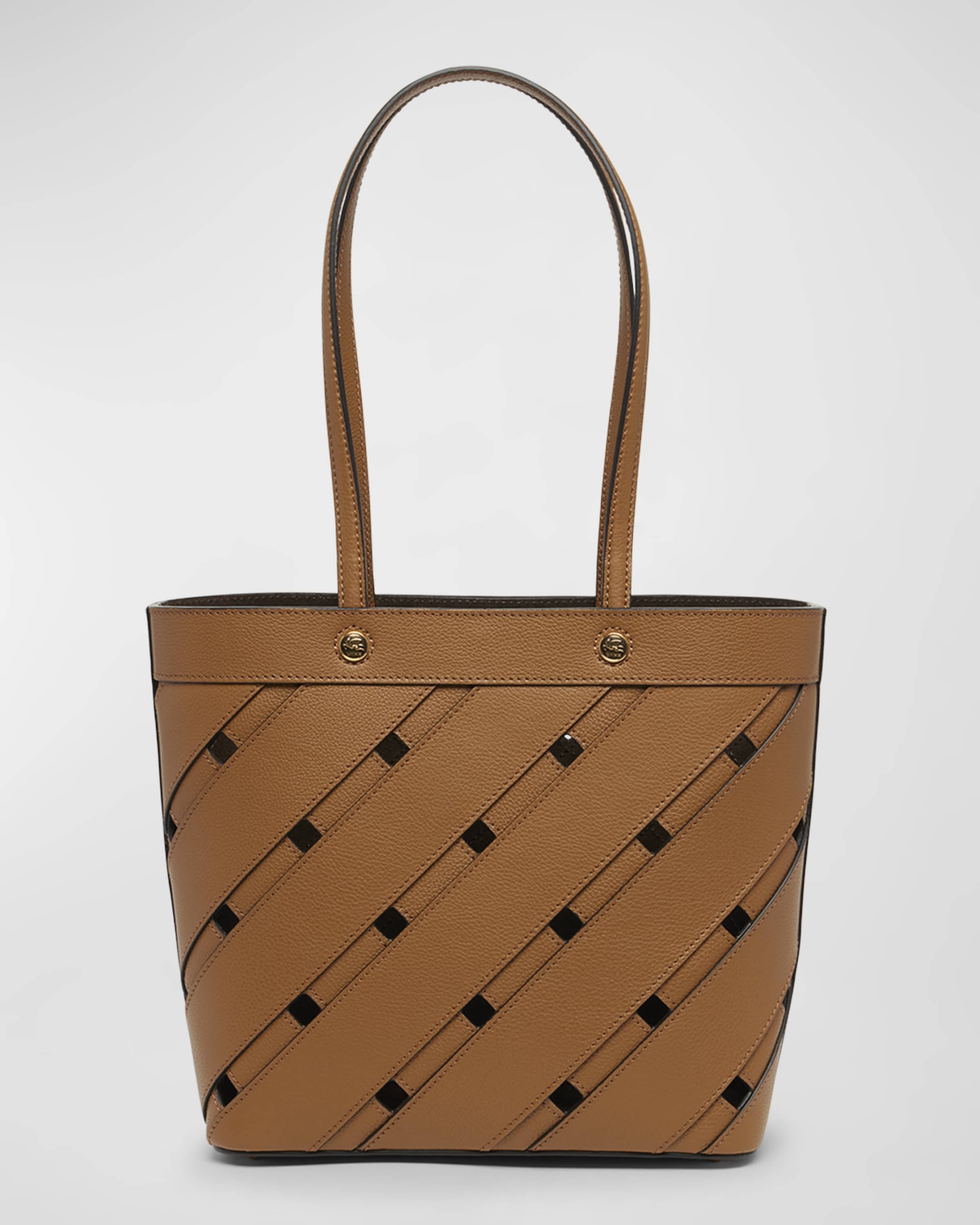 Lasercut Leather Shopping Tote Bag - 1