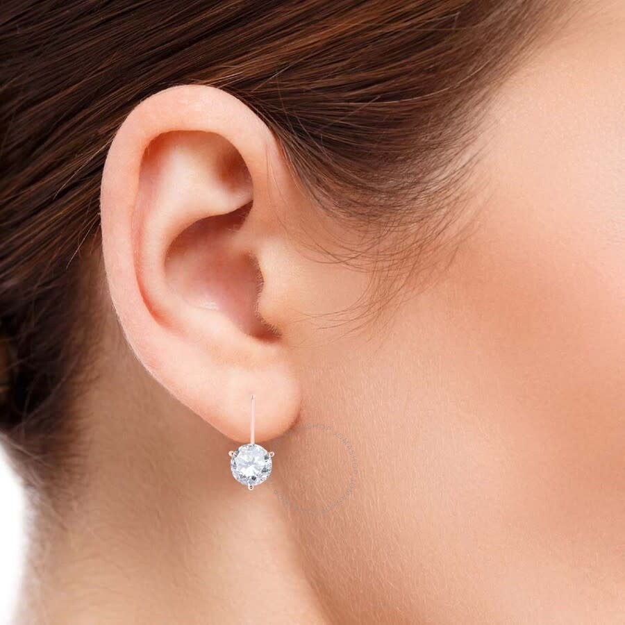 Maulijewels - Maulijewels 1/2 Carat White Diamond ( H-I/ I1-I2 ) Women's Three Prong Set Martini Leverback Earring - 5