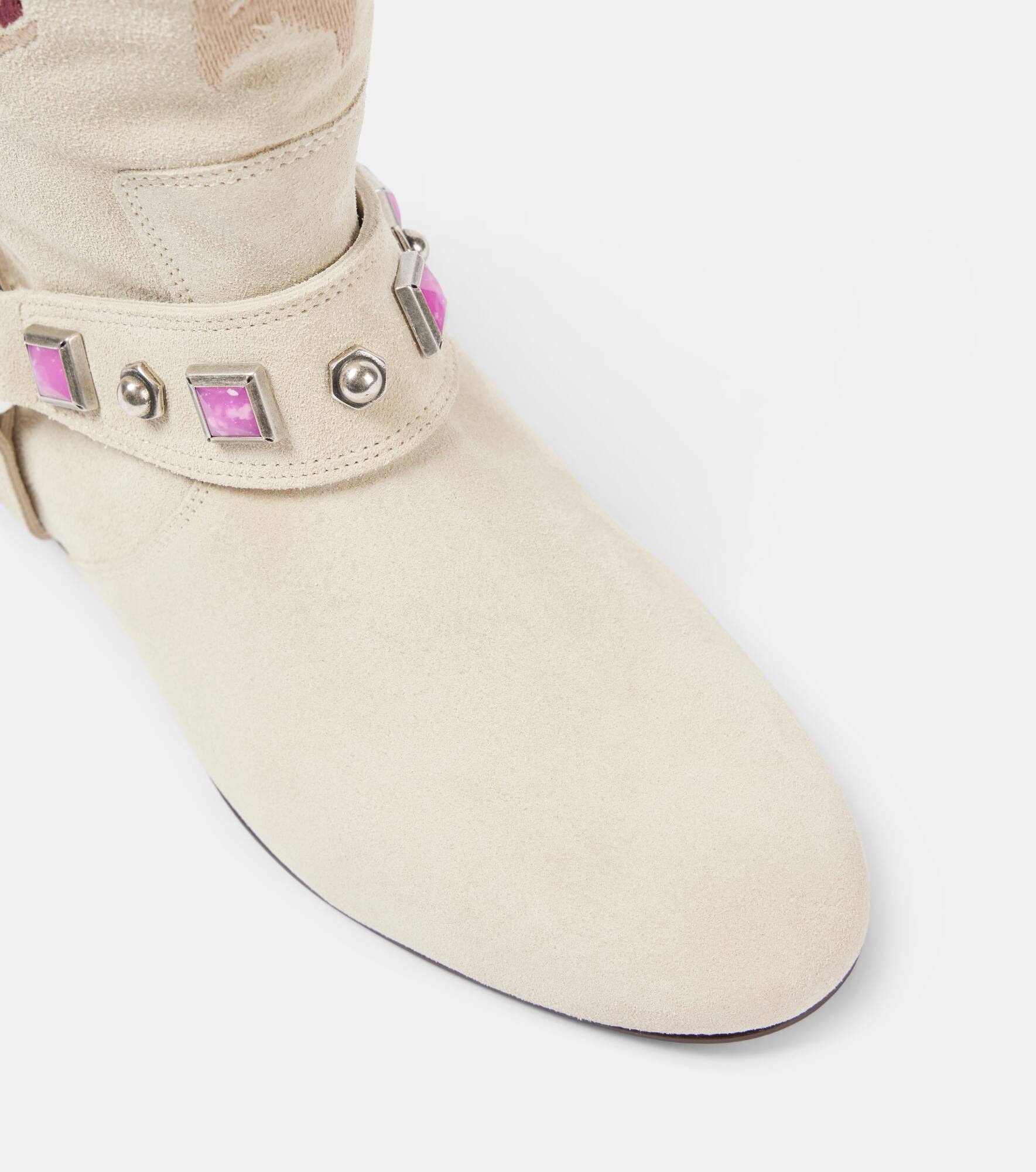 Siani fringed embroidered suede ankle boots - 4