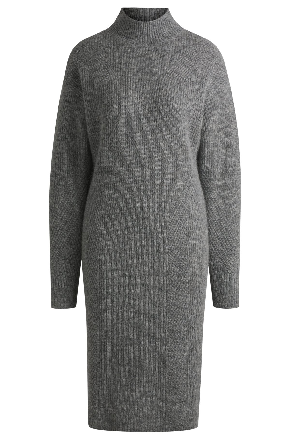 LONG-SLEEVED RELAXED-FIT DRESS WITH MIXED RIBBING - 1