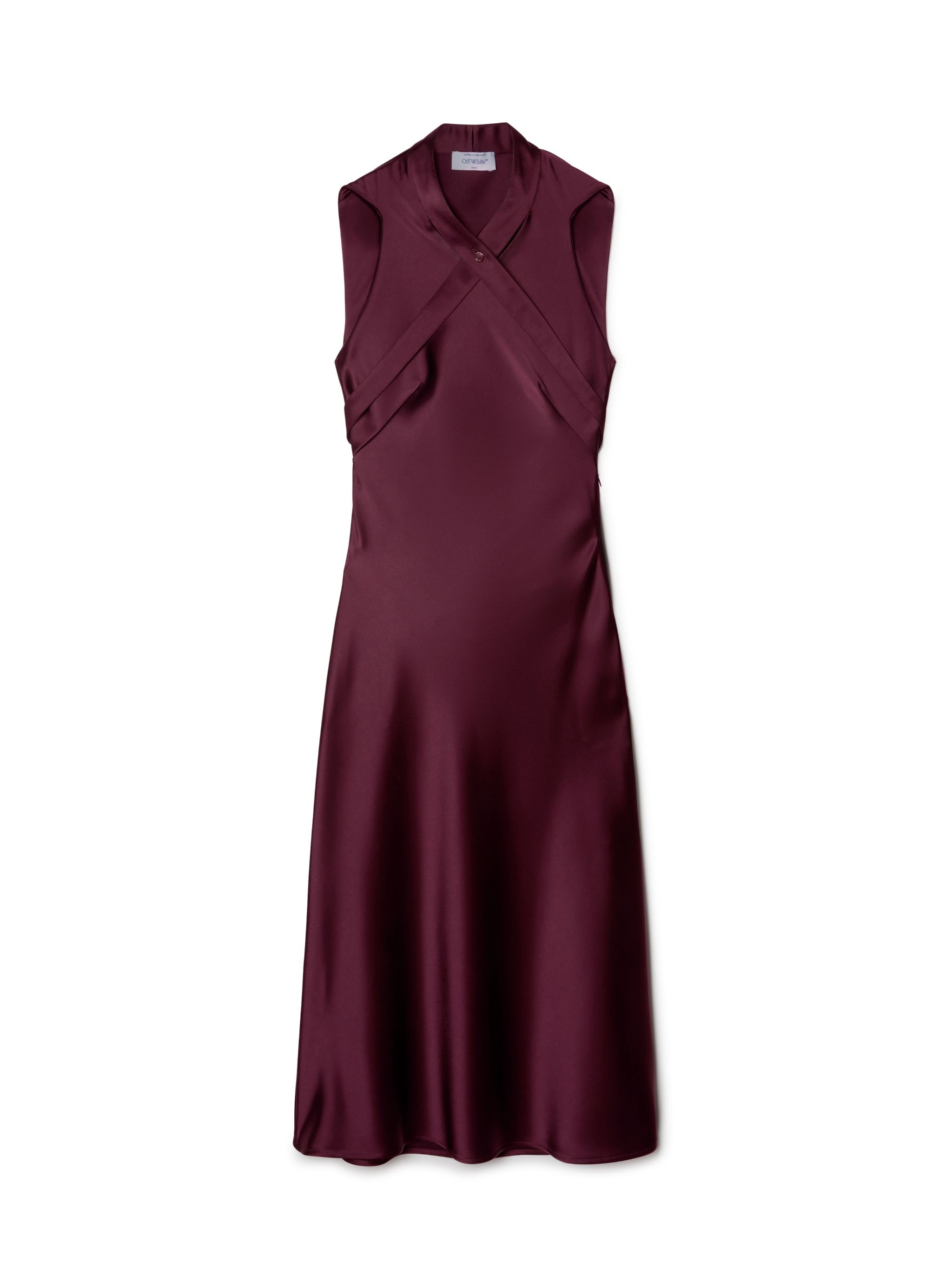 Satin Buckle Long Dress Burgundy No Col - 1