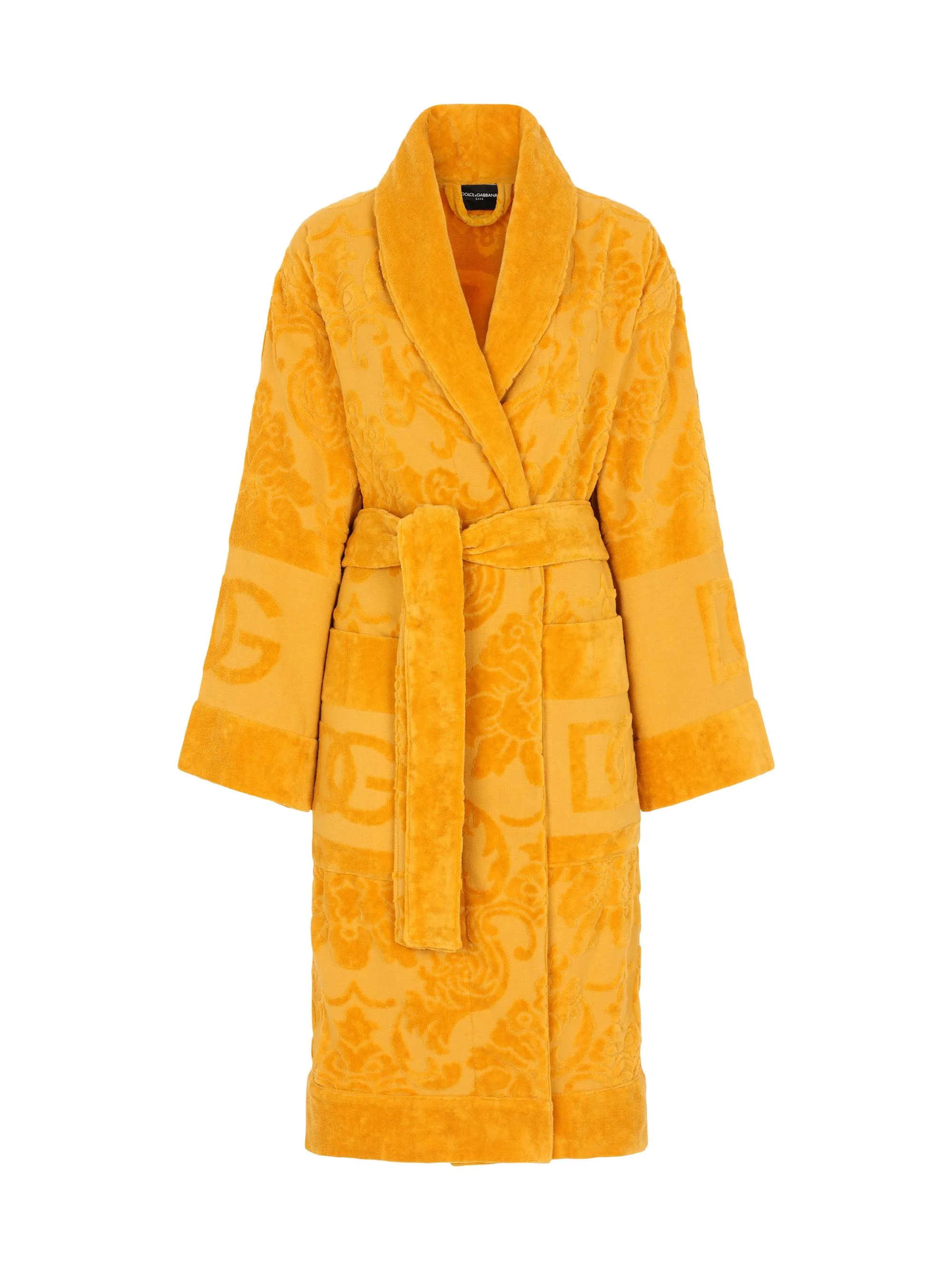Men's Jacquard Logo Bath Robe - Yellow - 1