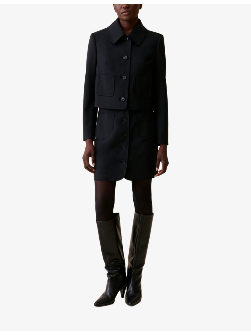 Claudie Pierlot Boxy-fit cropped wool-blend jacket outlook